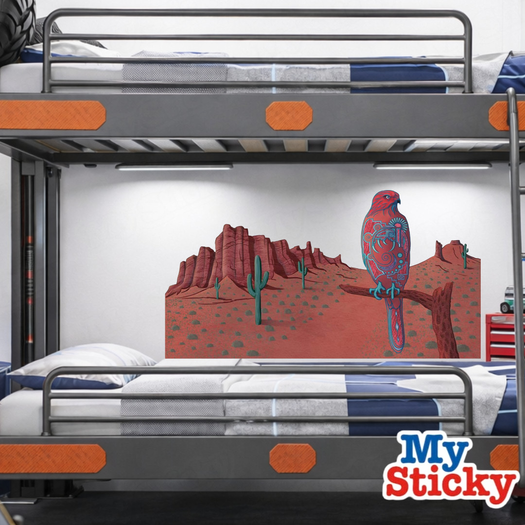 Geometric Desert Hawk Decal Southwestern Mesa Bird Boho Wildlife Wall Art Decor
