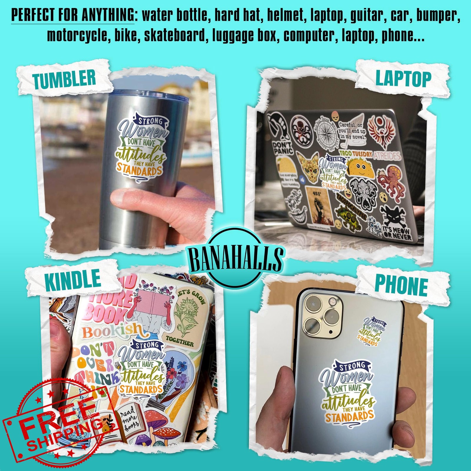 BANAHALLS Feminist Quotes Stickers 2" Waterproof Vinyl