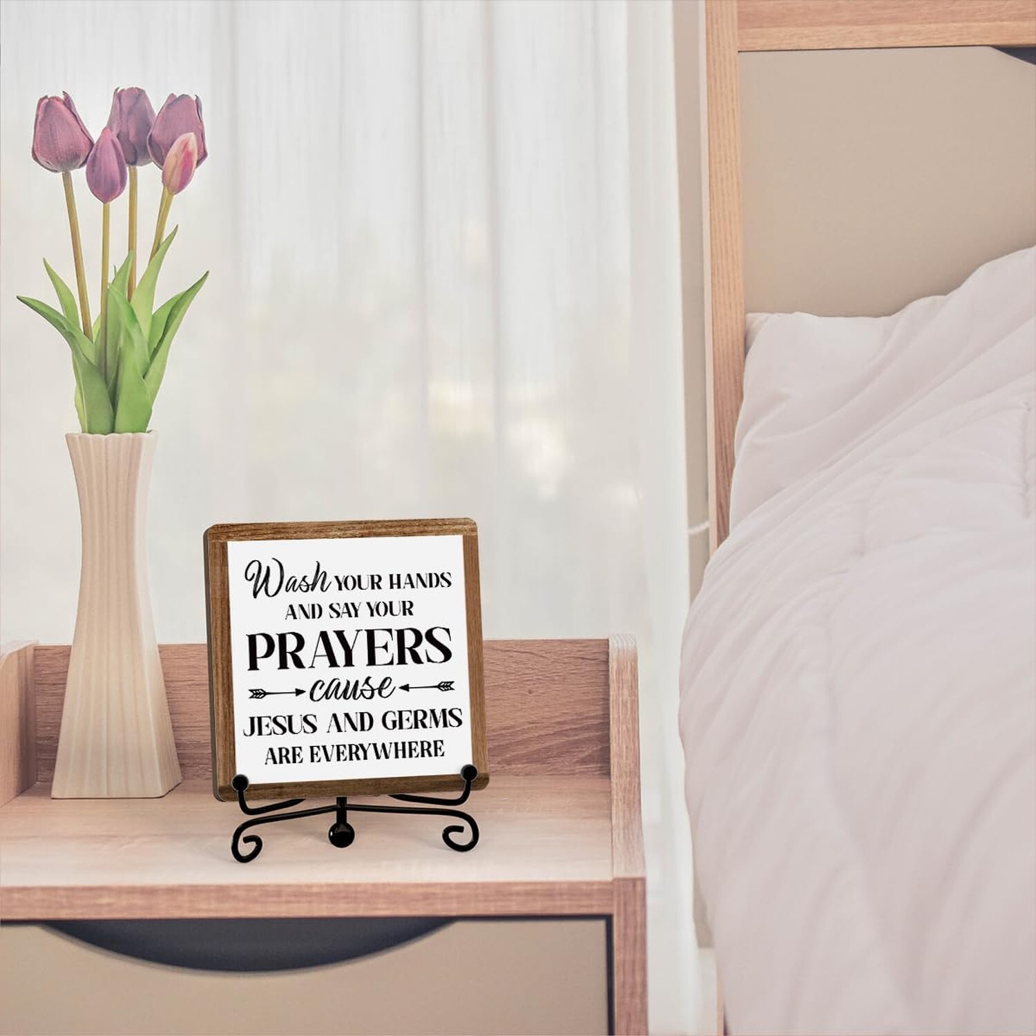 Funny Bathroom Sign – Wash Your Hands and Say Your Prayers Wooden Plaque With…