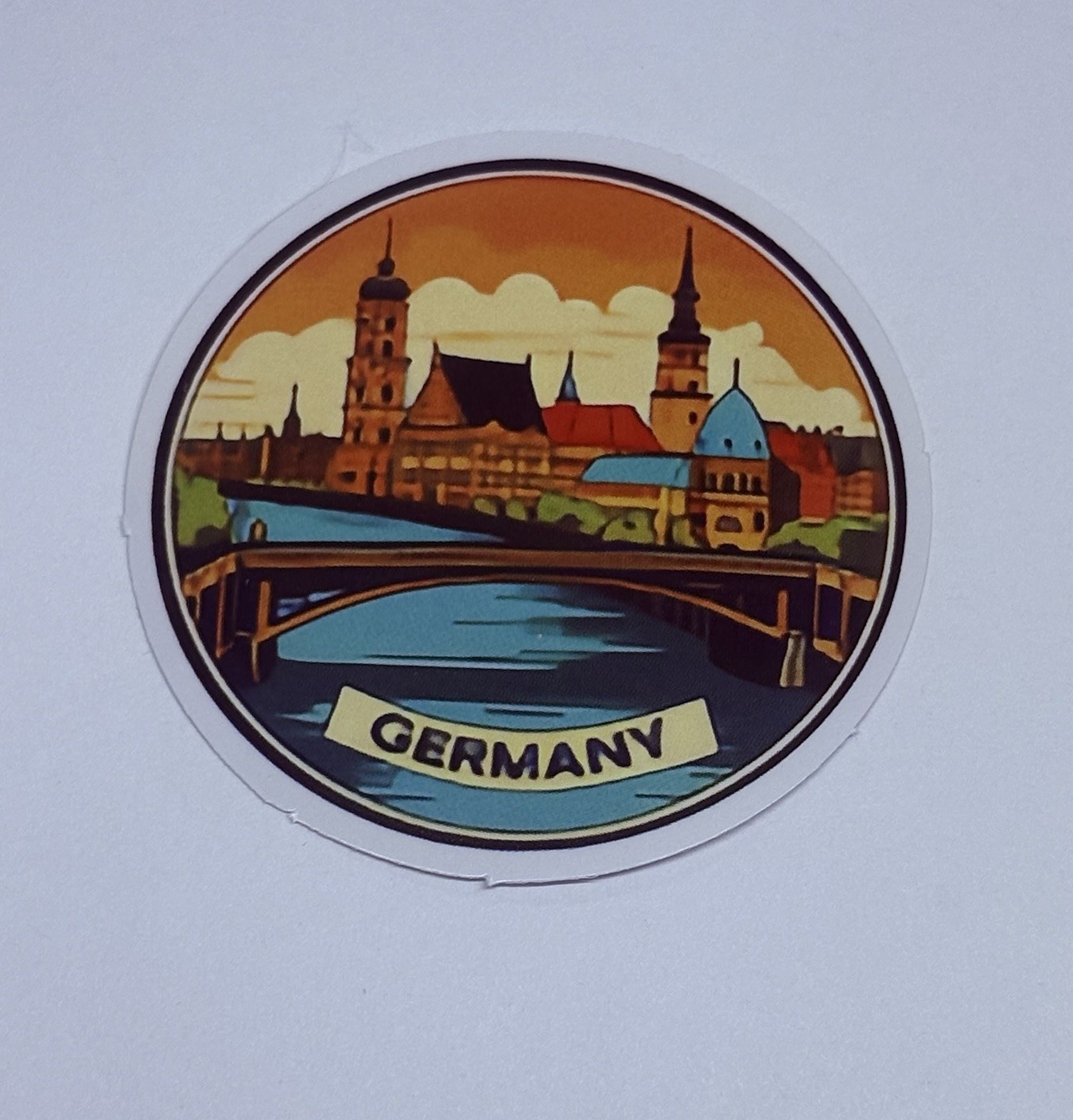 Germany Town Bridge Sticker Travel City Tour Art Decal Vinyl Souvenir Round Tc6