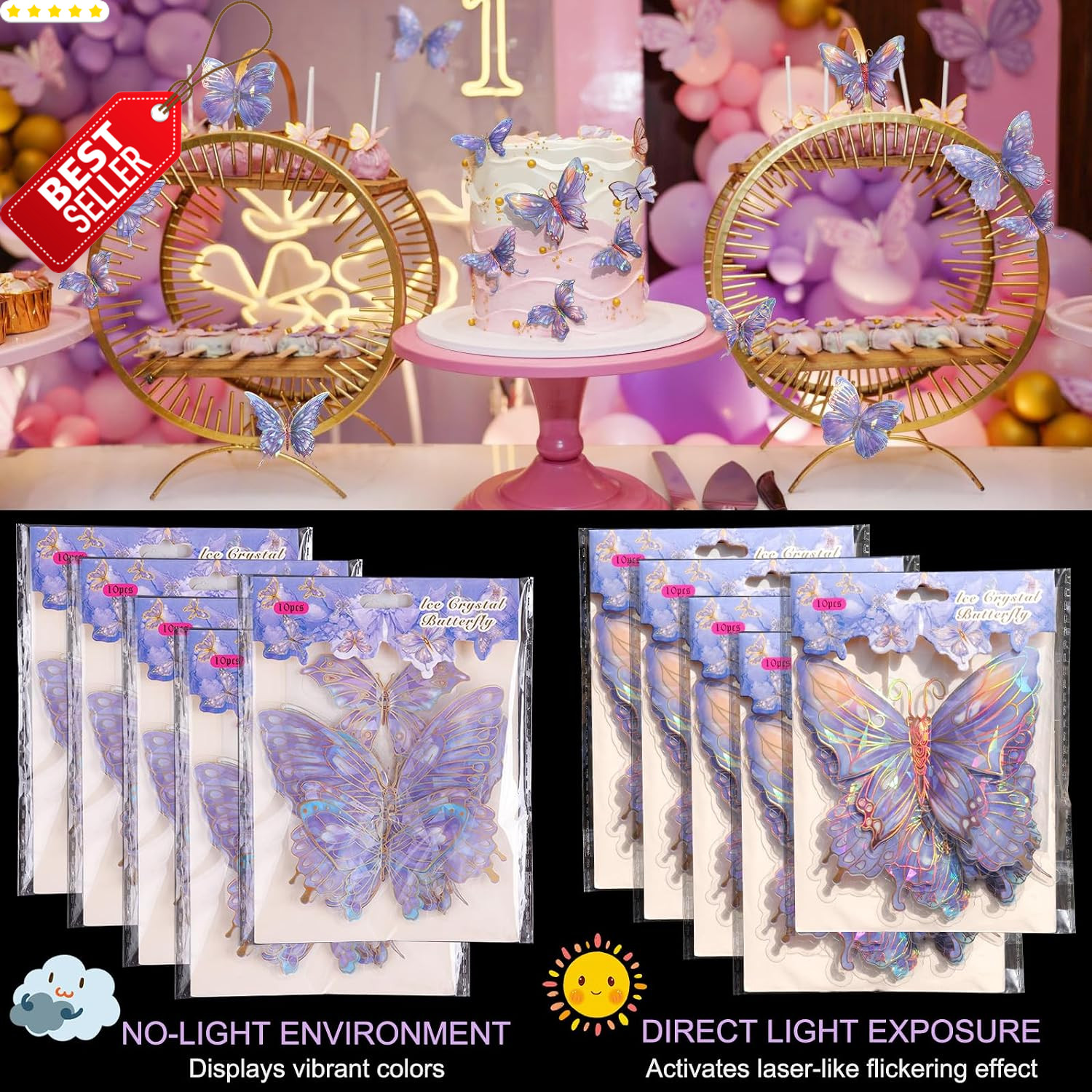 3D Butterfly Wall Decor – 50PCS Removable PVC Butterflies Wall Stickers- Multi-S