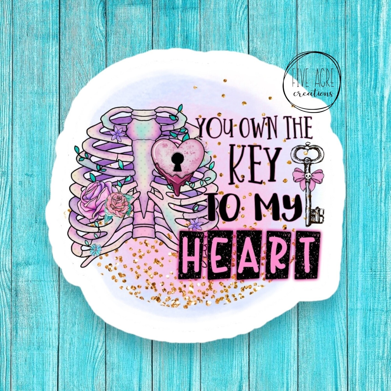 You Own The Key To My Heart | Skeleton Floral Sticker Decal | Waterproof
