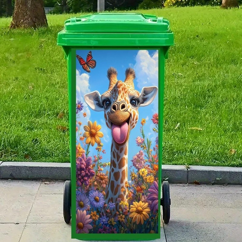 Funny Puppy Cat Donkey Trash Can Decal Large Vinyl Sticker Removable Easy Apply