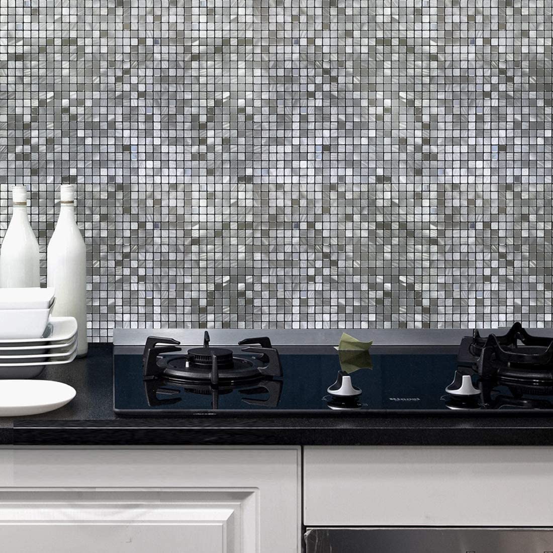 10-Piece Peel and Stick Backsplash for Kitchen Aluminum 3D Wall Sticker Panel…