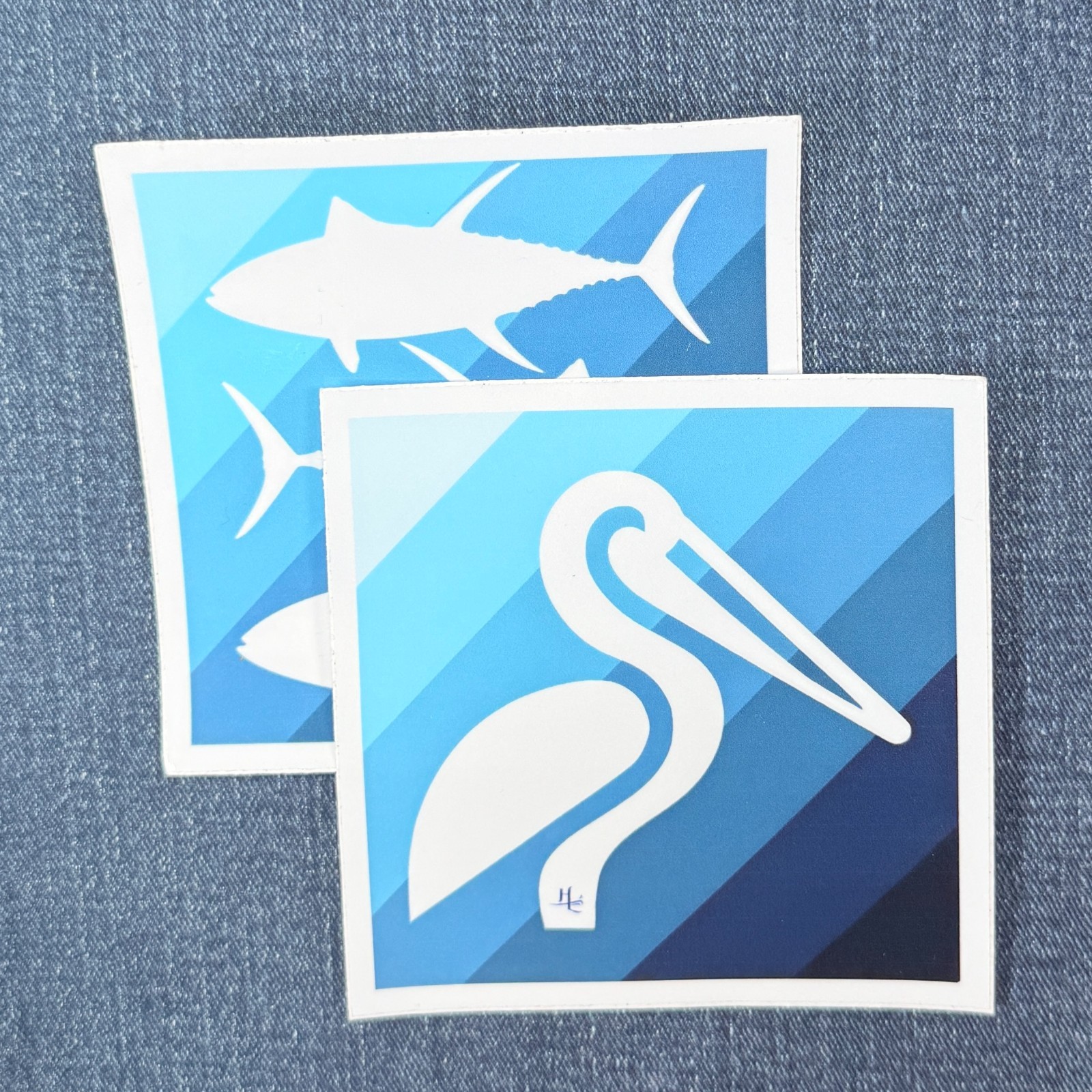 2-Pack Pelican & Tuna Fish Sticker Set – Large Vinyl Decals 4" x 4"