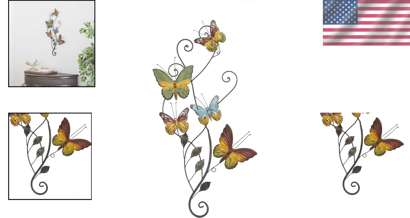 Vibrant Metal Butterfly Scroll Wall Decor