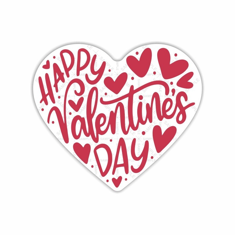 Happy Valentine's Day Heart Shape Stickers Set, 1.2" & 1.5"