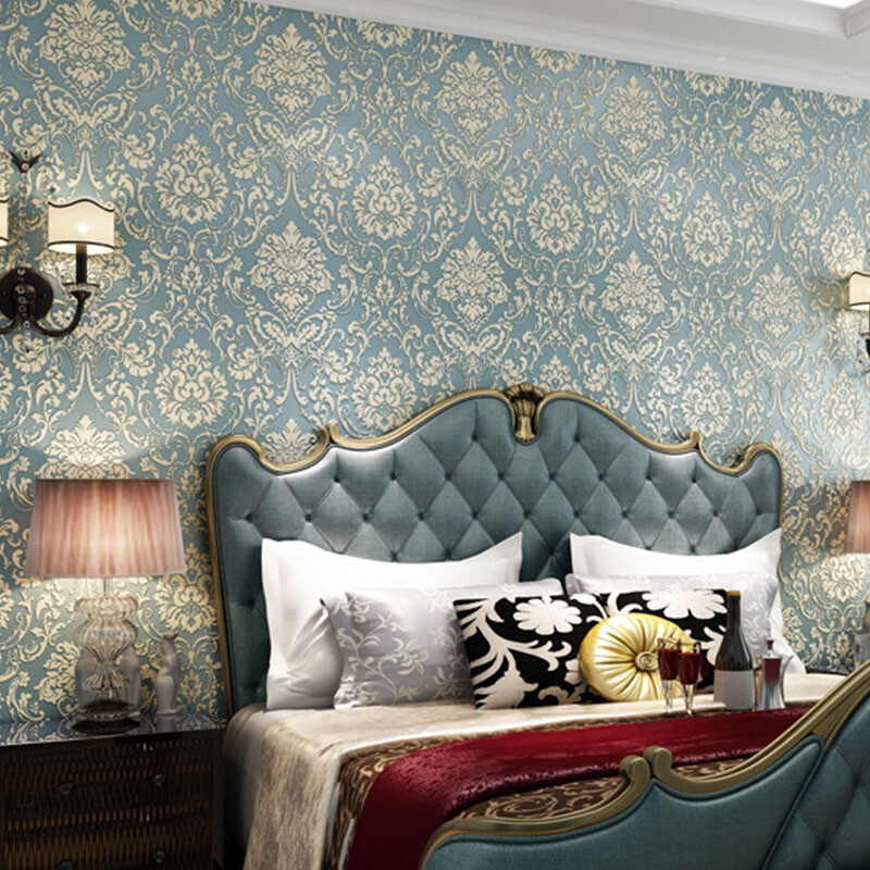 3D Embossed Flower Glitter Wallpaper Embossed Non-Woven Textured Wall Decor-