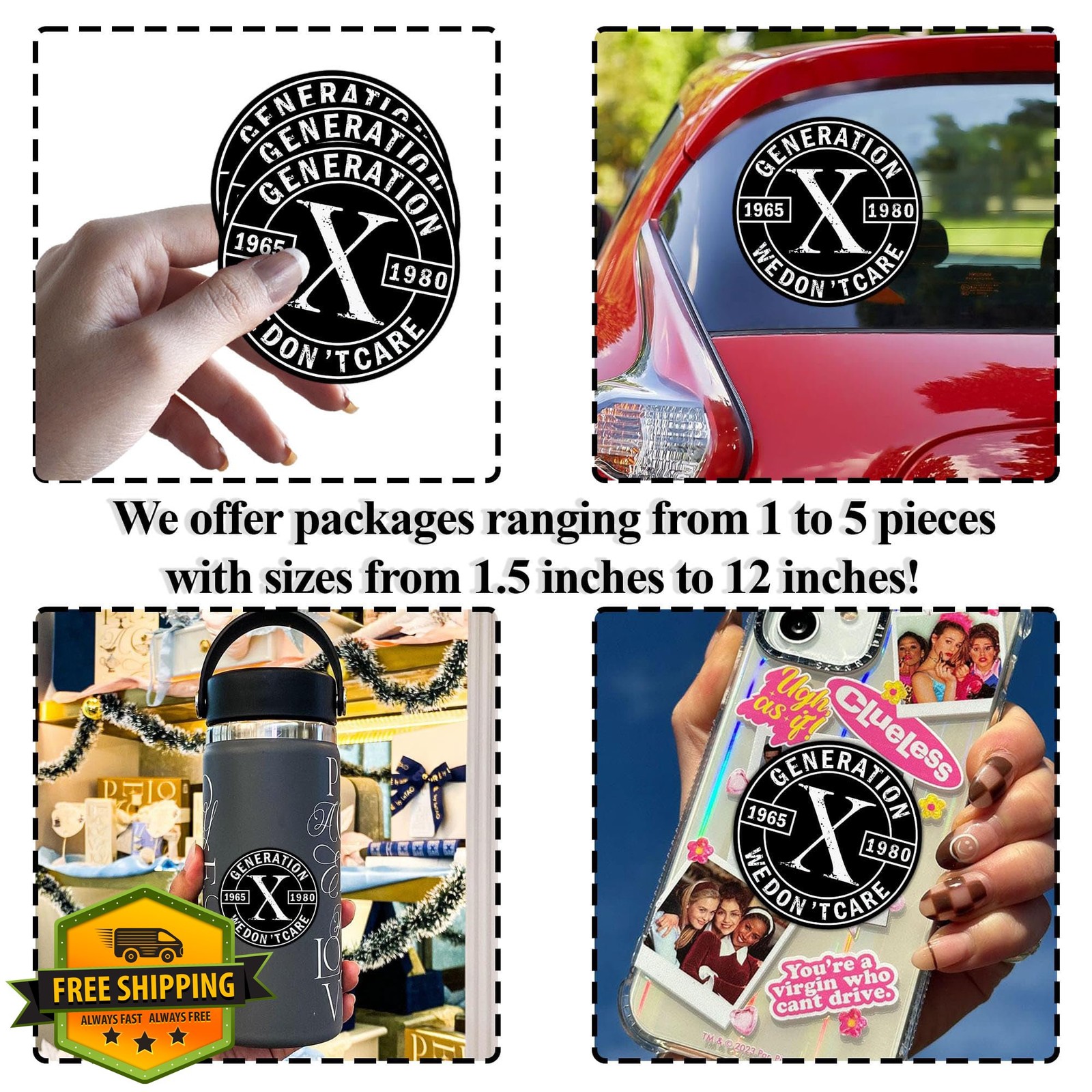 PKAOLER Gen X 2 Inch Sticker Funny Quote