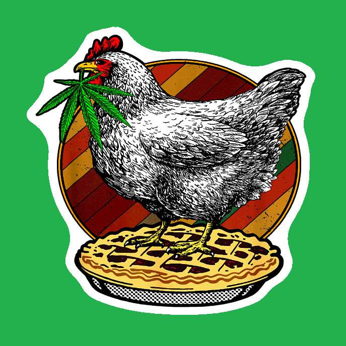 Weatherproof Chicken Pot Pie Weed Stickers Vinyl Decal Added Layer UV Safe Humor