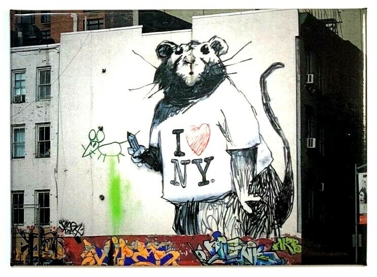 Banksy's Graffiti NYC Rat Logo Magnet Lot of 4 Art Magnets New York City NY