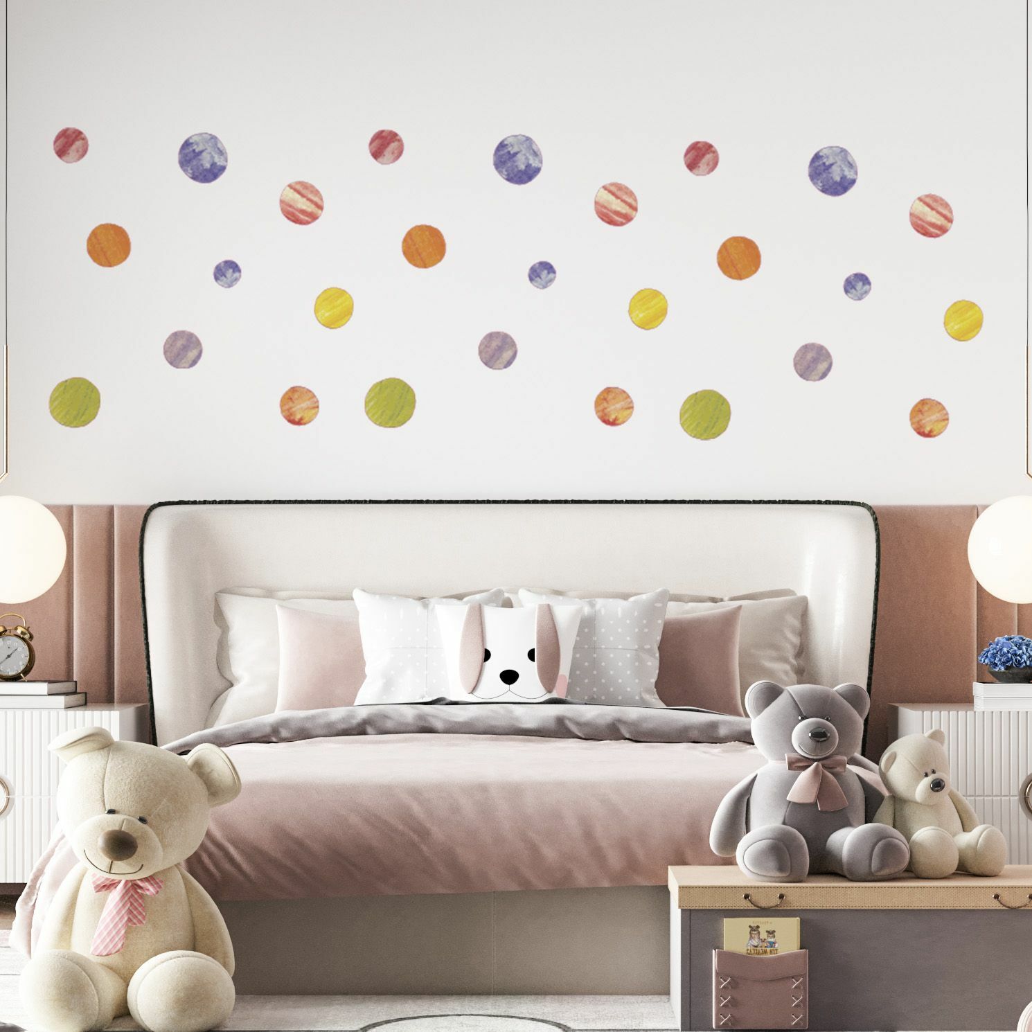 Vinyl Adhesive Funky Art Round Planet Like Objects Design Home Wall Decal Sheet