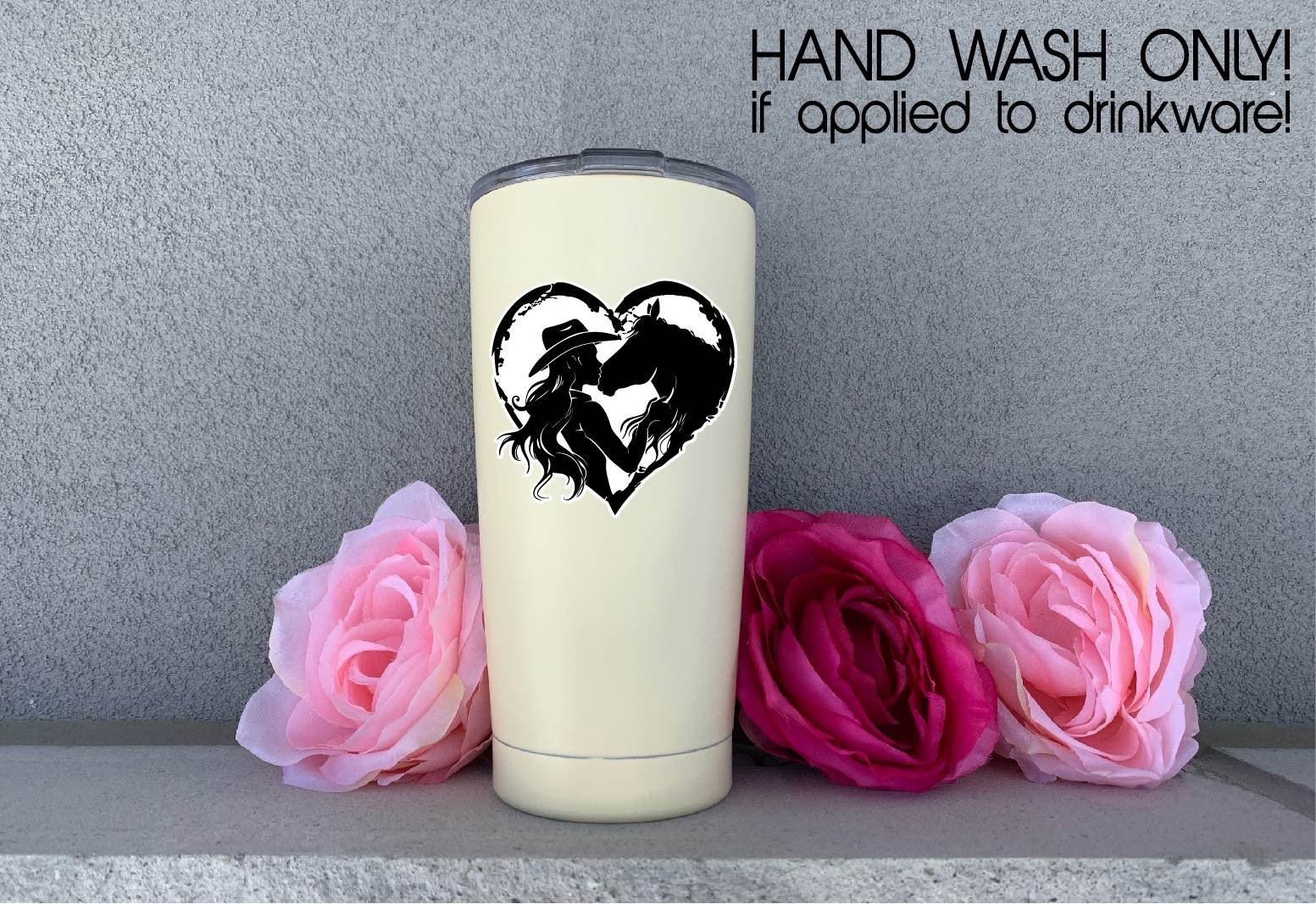 Cowgirl Kissing Horse Heart Decal Sticker Girl Country Life Western Farm Love