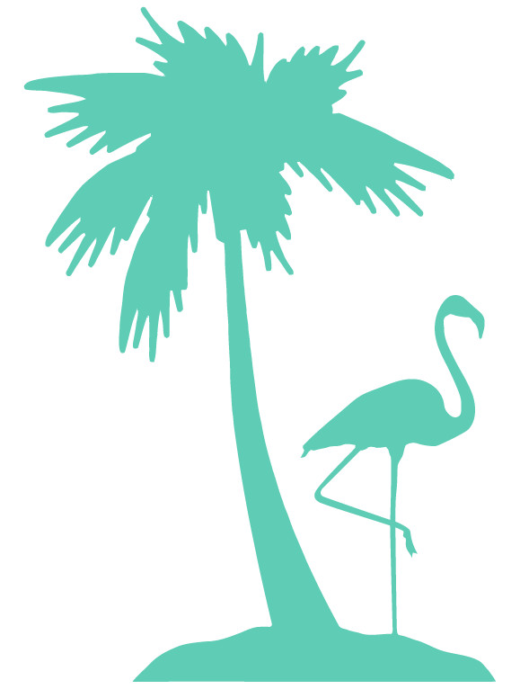 Flamingo And Palm Tree Die Cut Vinyl Decal Made in USA