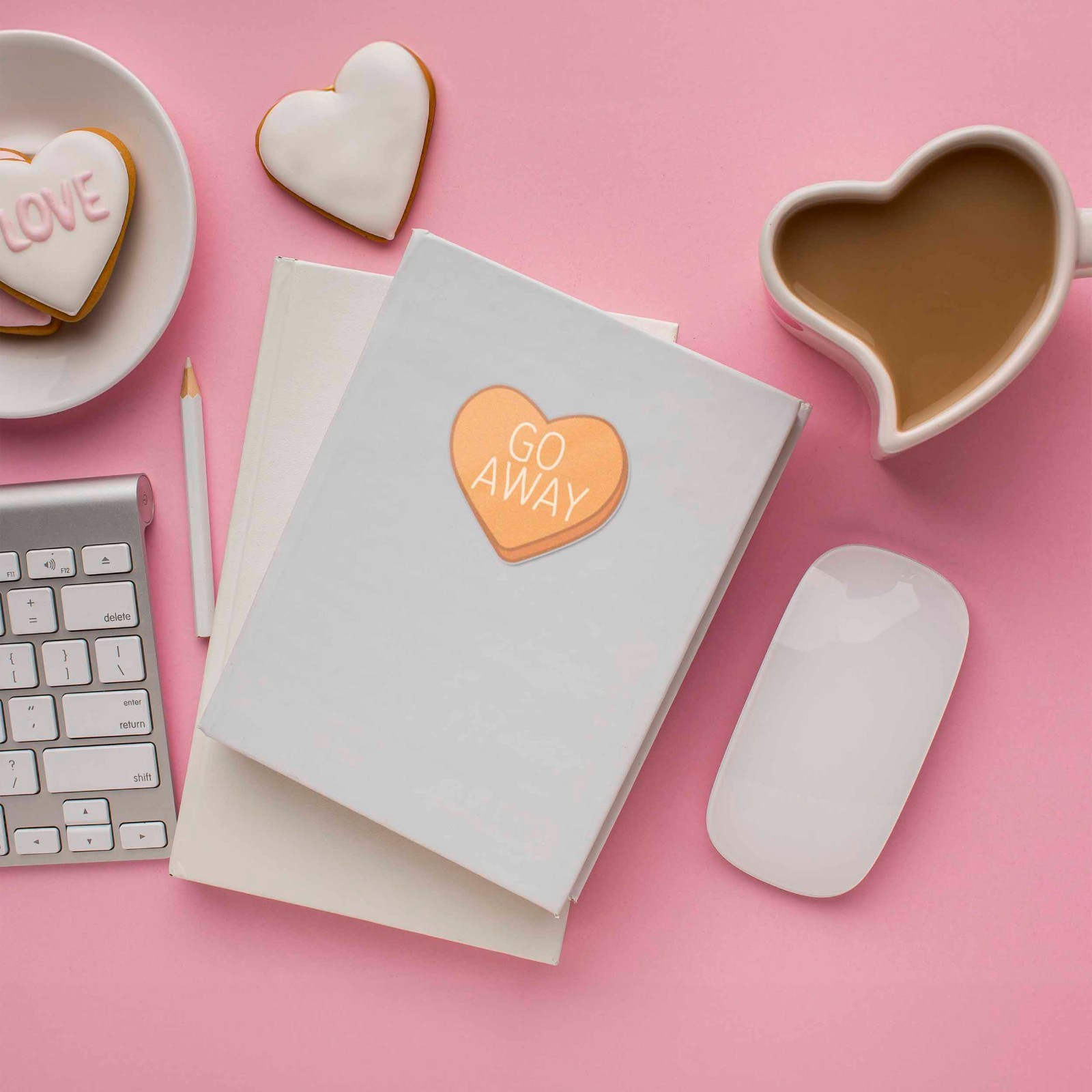 Go Away Funny Candy Heart Sticker- Mini Valentines Decal for Laptop & Hydroflask