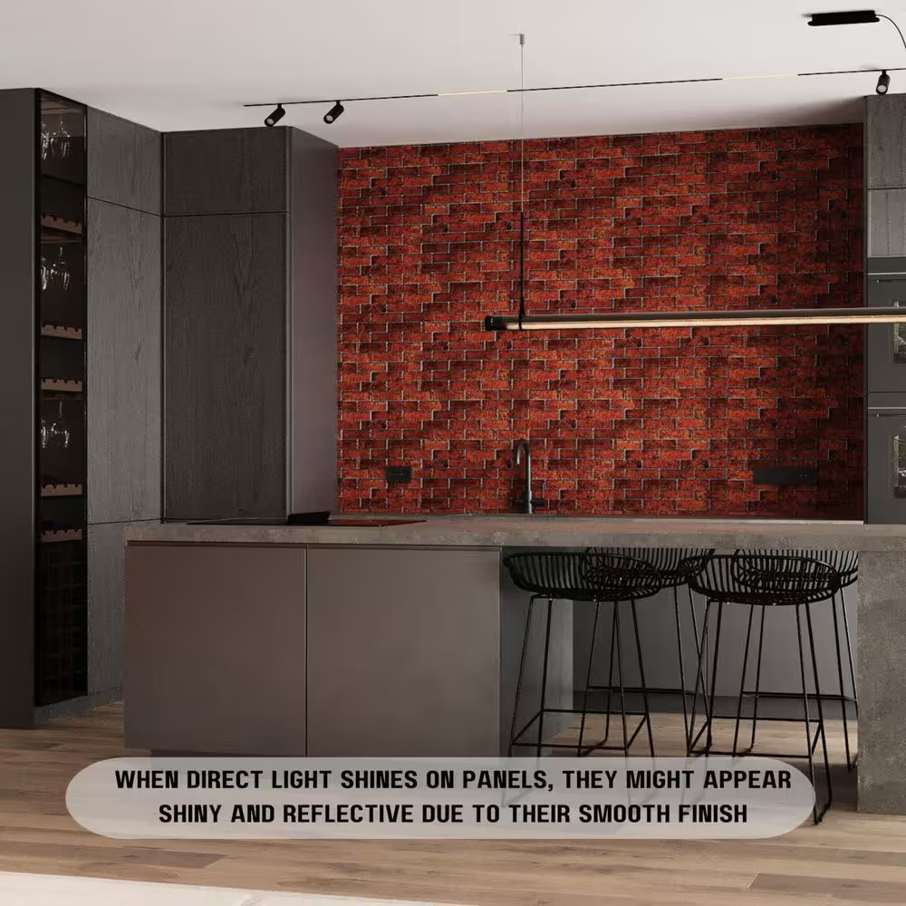 3 Ft. X 1.5 Ft. X 3/16 In. Red Brick Faux3D PVC Wall Panels for Interior Decor (
