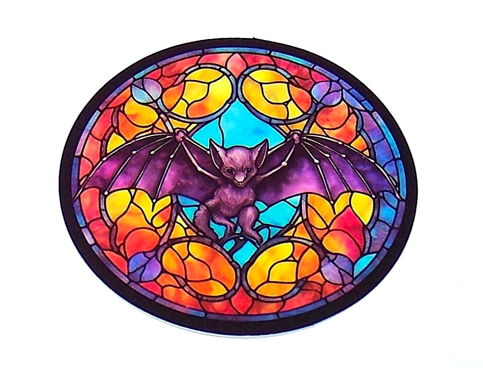 STAINED GLASS – Die Cut Sticker Decal Stained Glass Vampire Bat