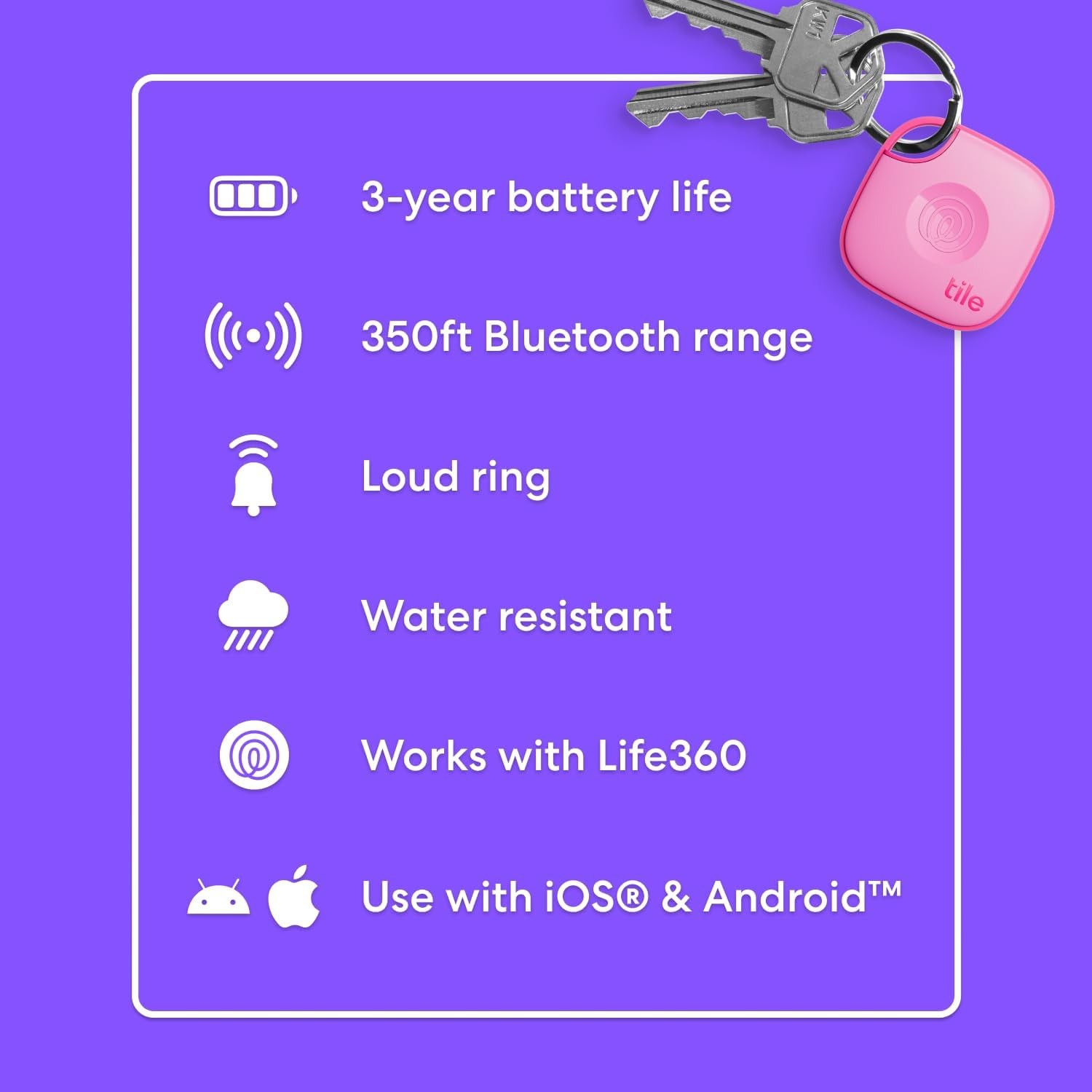 Life360 Tile – Bluetooth Tracker, Keys Finder and Item Locator for Keys, Bags an