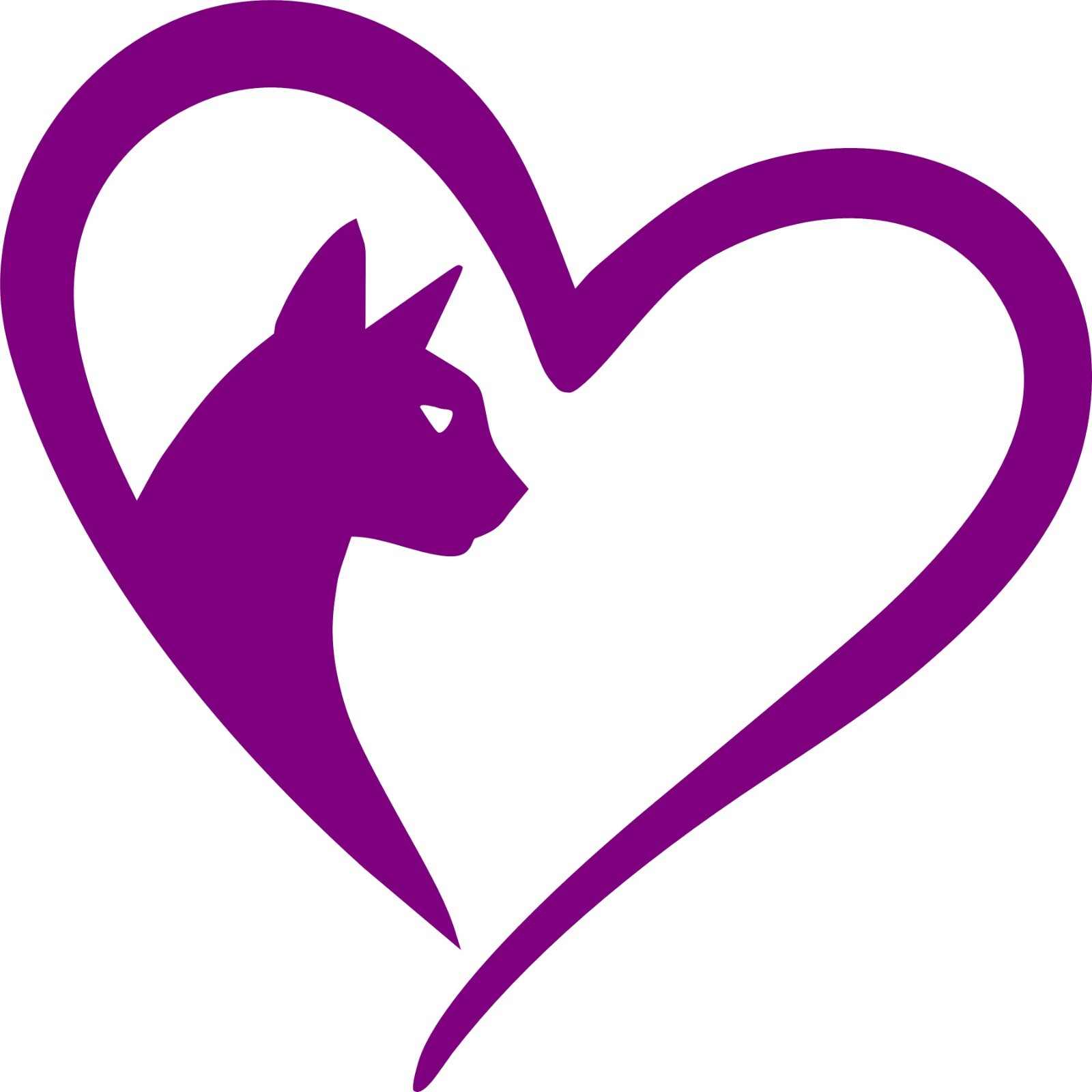 CAT IN A HEART in your choice of color decal 4"in X 4"in