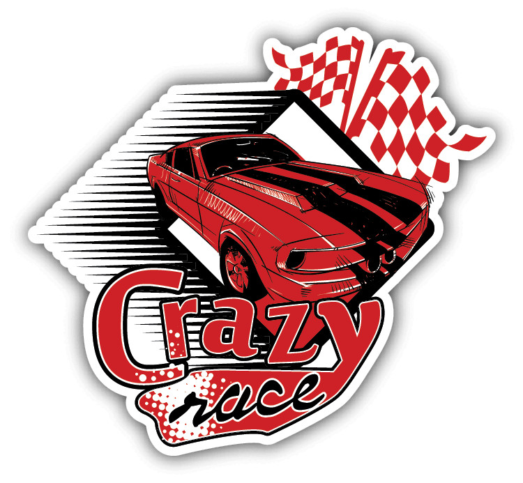 Crazy Race Label Auto Moto Sport Car Bumper Sticker Decal