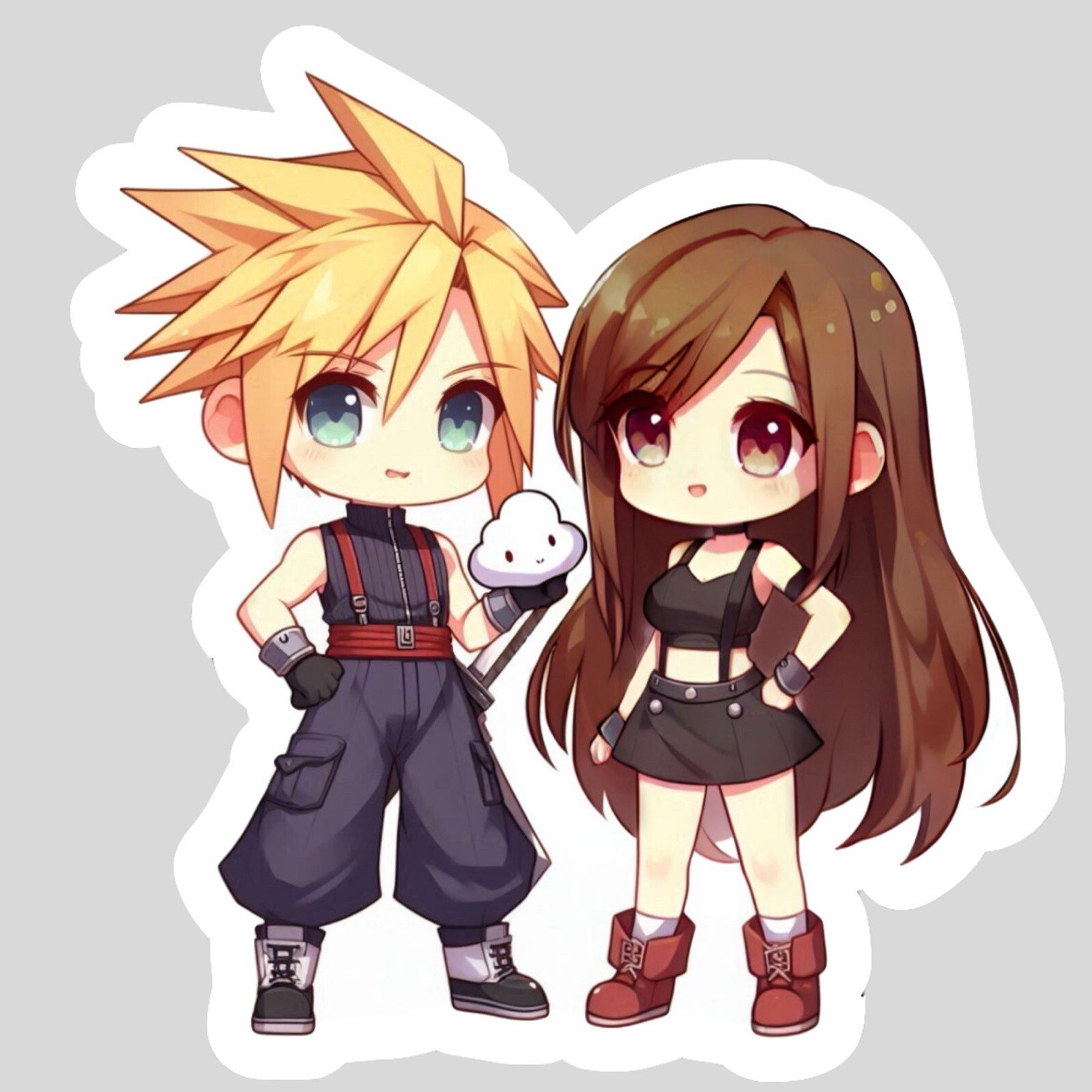 Cloud Strife, Tifa Lockhart, Final Fantasy VII, FF7 Cute, Kawaii Vinyl sticker