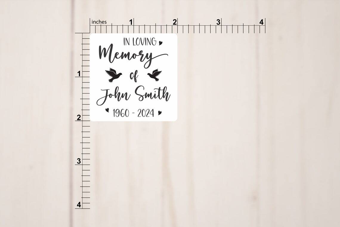 Custom Memorial Stickers | In Loving Memory | Celebration Of Life | 2" x 2"