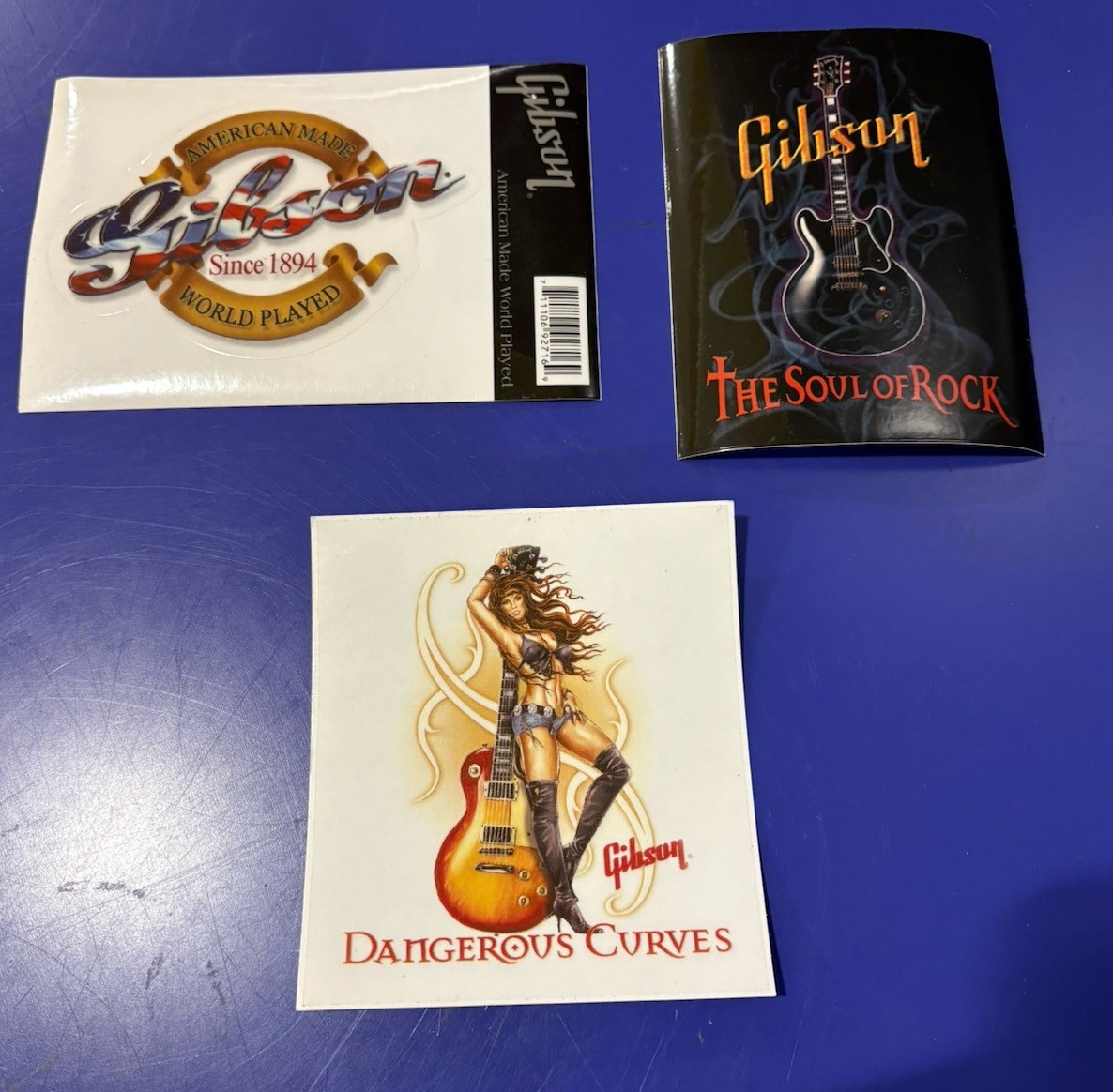 Set of 3 Gibson Guitar Advertising/Promo Self-Adhesive Stickers NEW