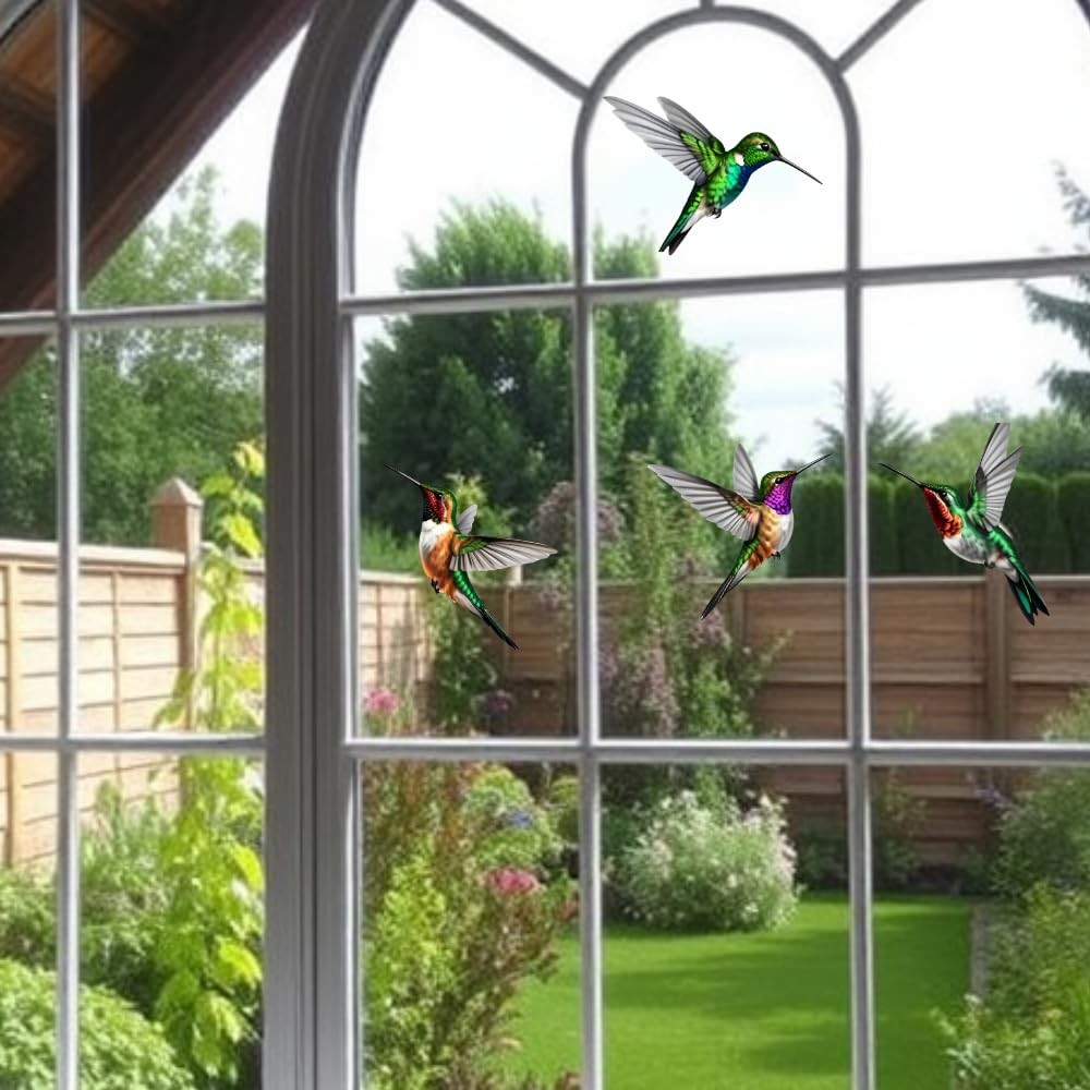 4-Pack Hummingbird Sticker Bird Decal Size 5.9" (French)