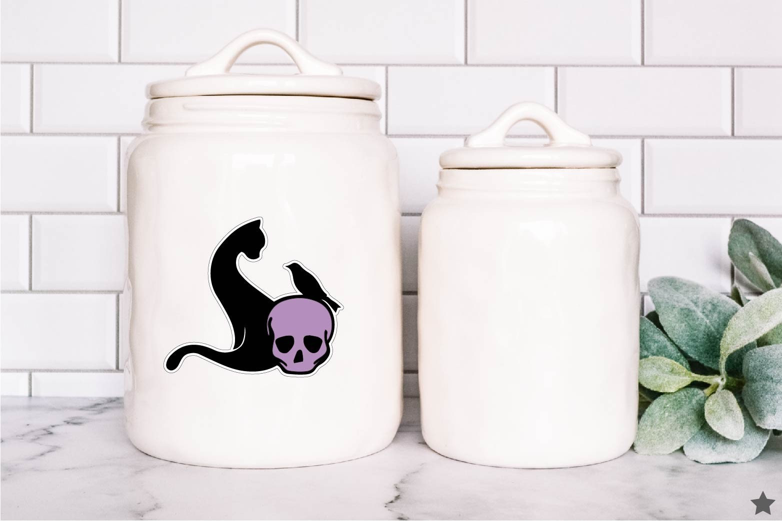 Cat Raven and Skull Decal Sticker Crow Halloween Decor Goth Dark Kitty Human