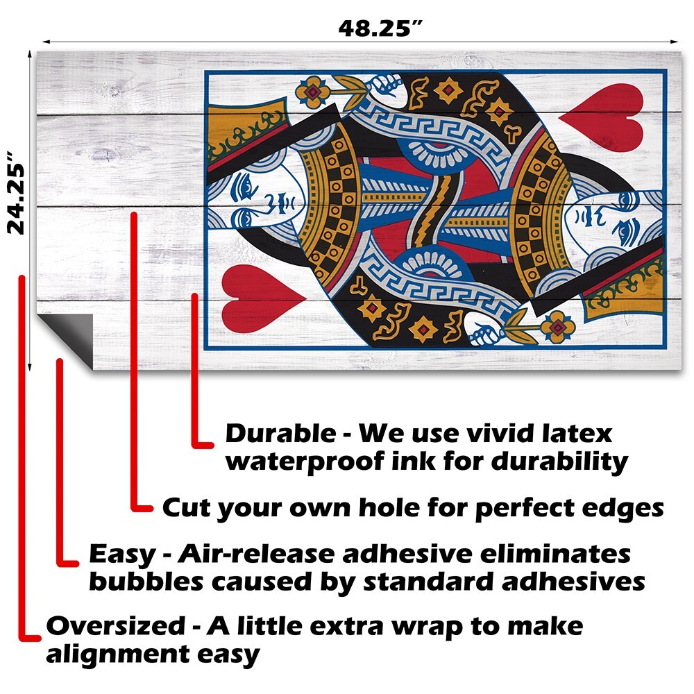 King and Queen of Hearts Casino Themed Cornhole Board Wraps and Decals Sticker