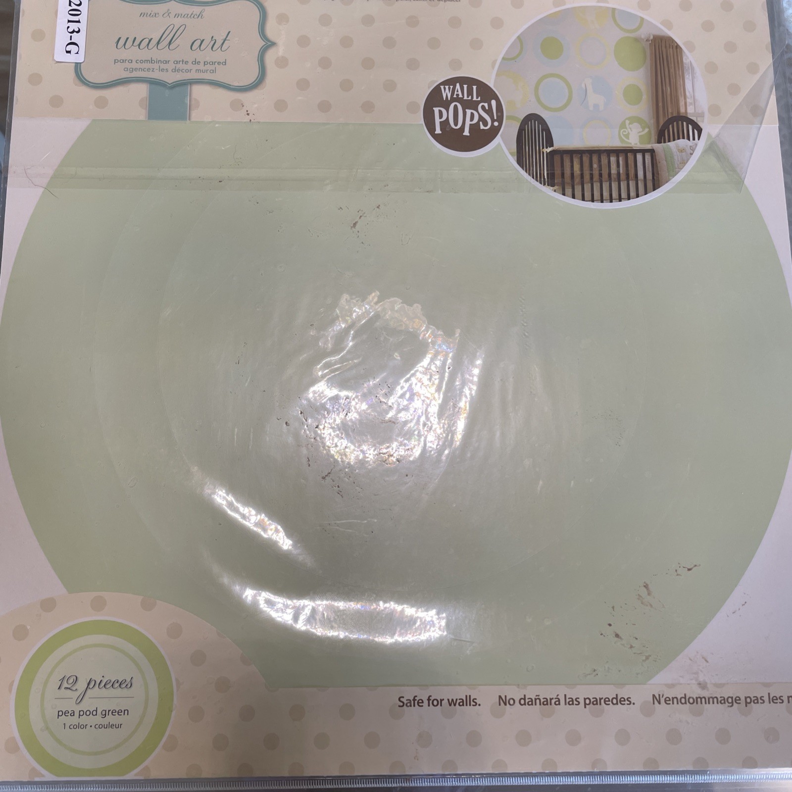 Wall Pops Peel And Stick Wall Art.12 Pieces Pea POD Green. New In Package.