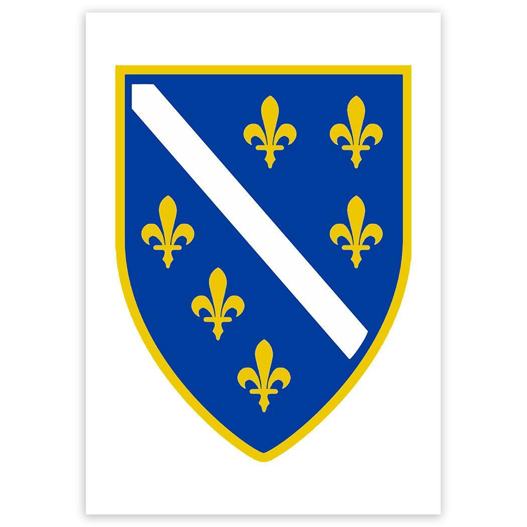 Gift Sticker : Bosnian Crest Flag Bosnia Herzegovina Expat