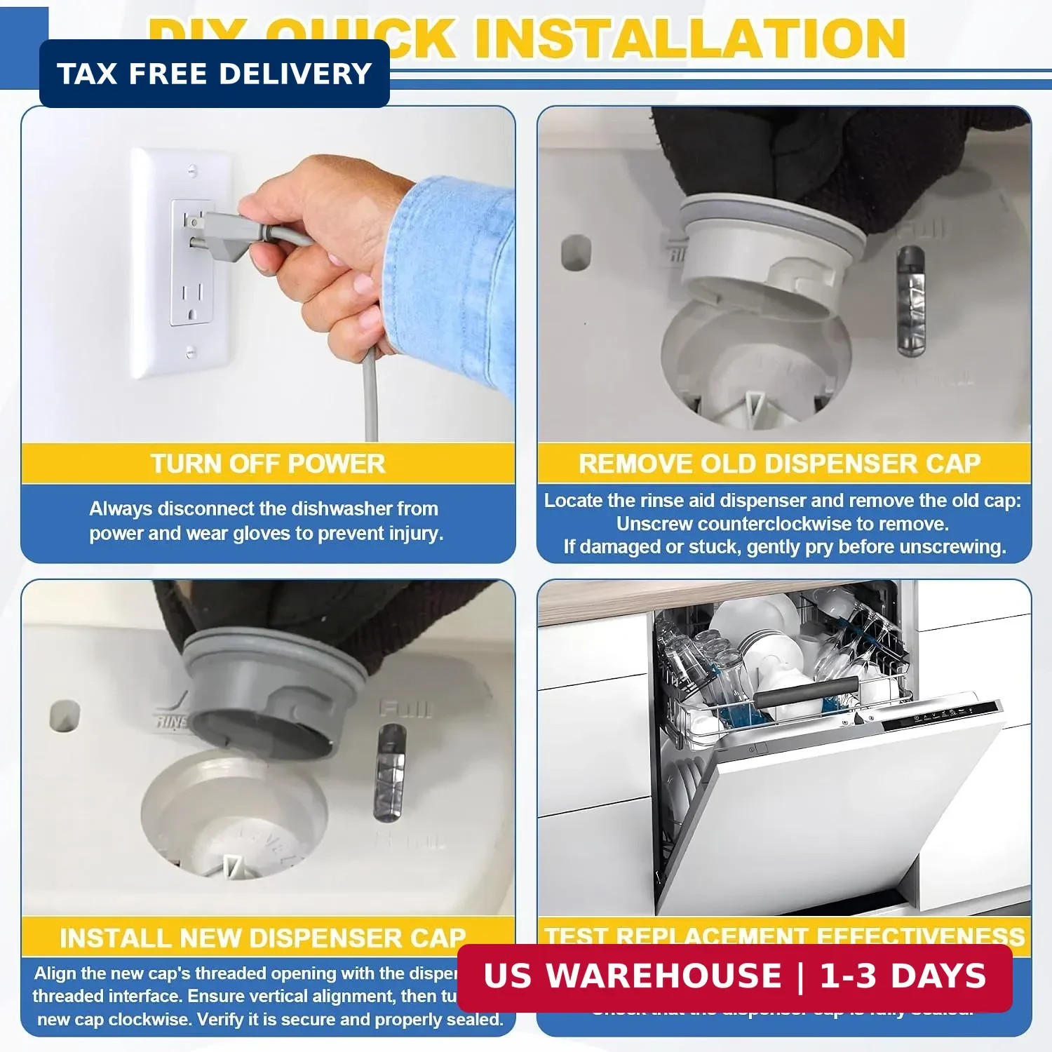 Upgrade WD12X10122 Dishwasher Rinse Aid Dispenser Cap Compatible with GE Dishwas