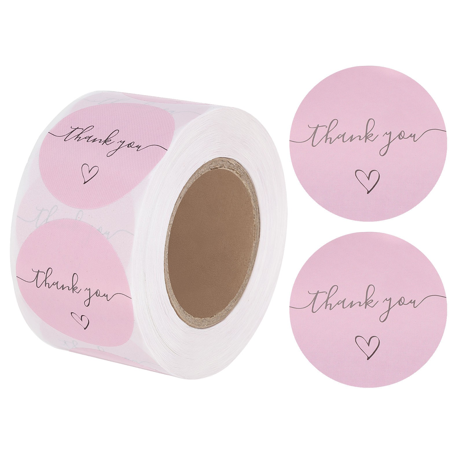 500 Pcs Thank You Stickers, 1.5" Self Adhesive Round Pink Style Q