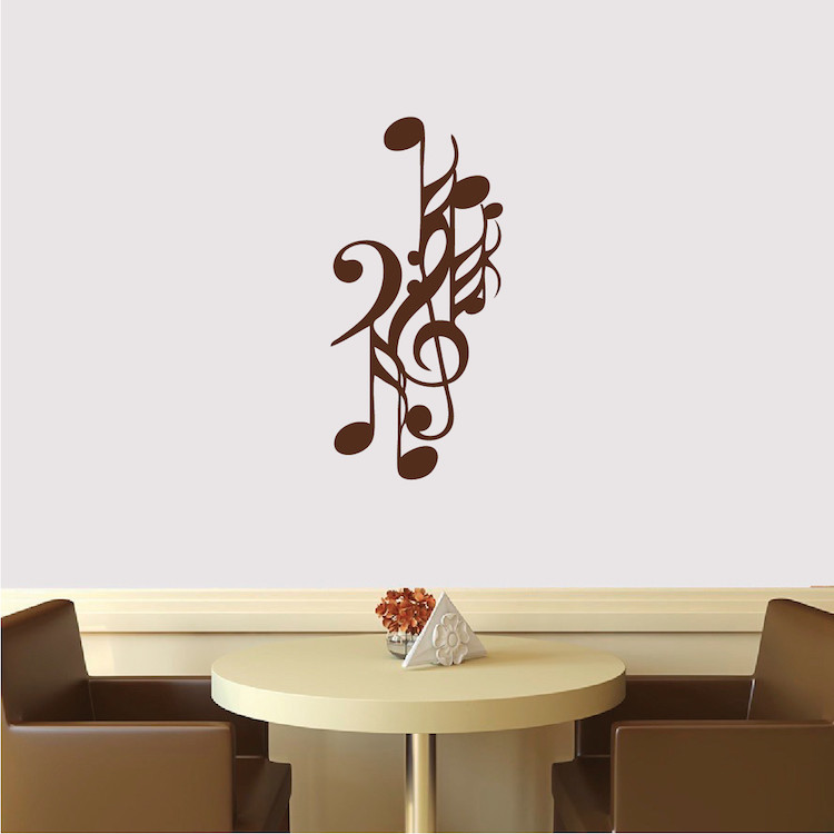 Music Notes Art Wall Decal Wallpaper Treble Bass Clef Note Removable Design, b26