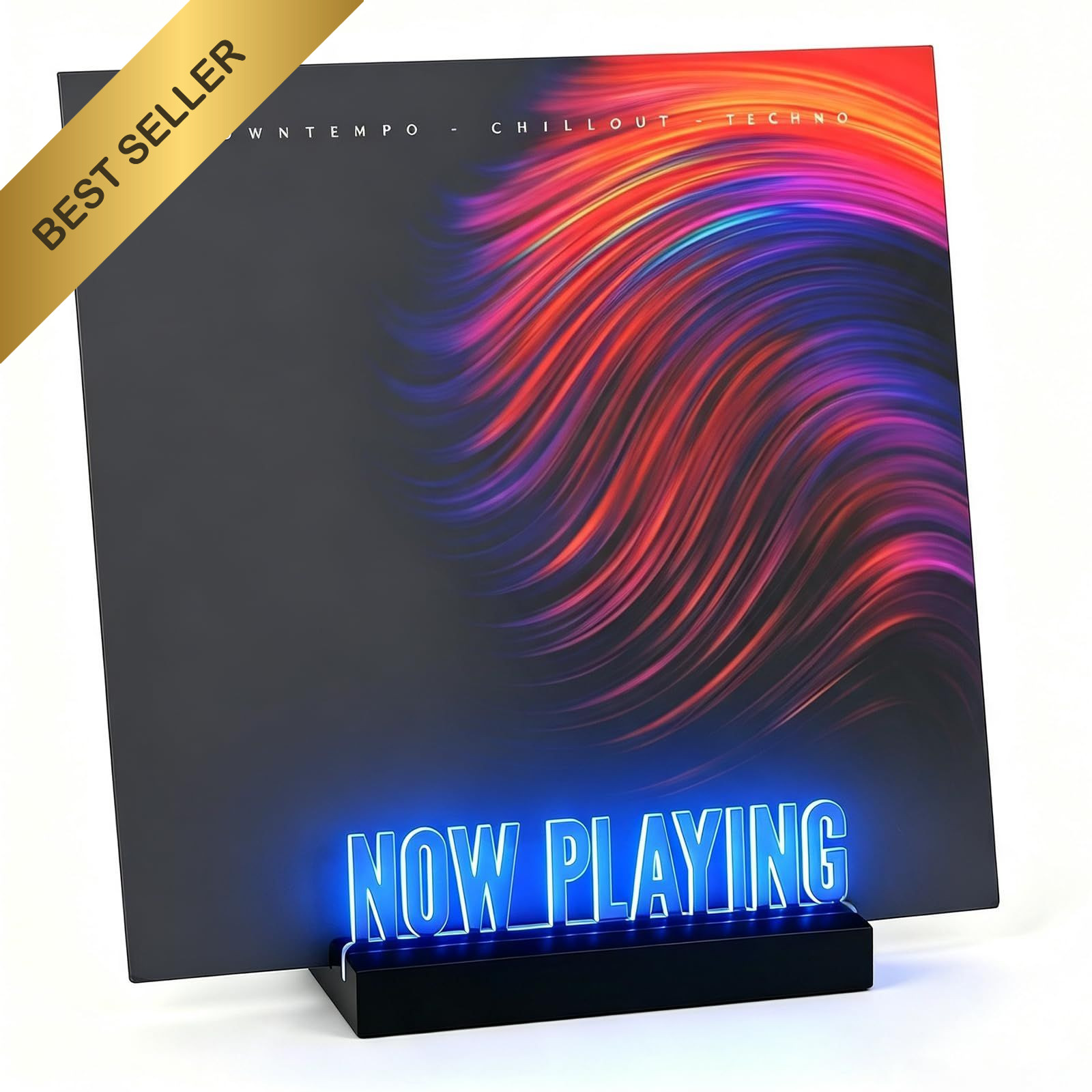 Now Playing Vinyl Record Stand LED Light Wood Album Display Holder Acrylic Sign