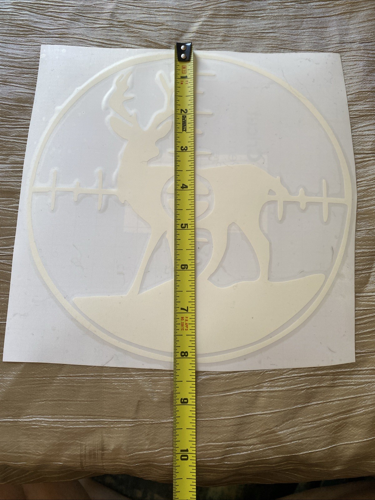 Buck Deer In Crosshairs Hunting Shooting Decal Sticker, 8.5”x8.5” White Vinyl