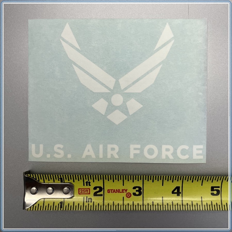 US Air Force 3M Premium Gloss White Cut Vinyl Logo (no background) 4.5" x 3.5"