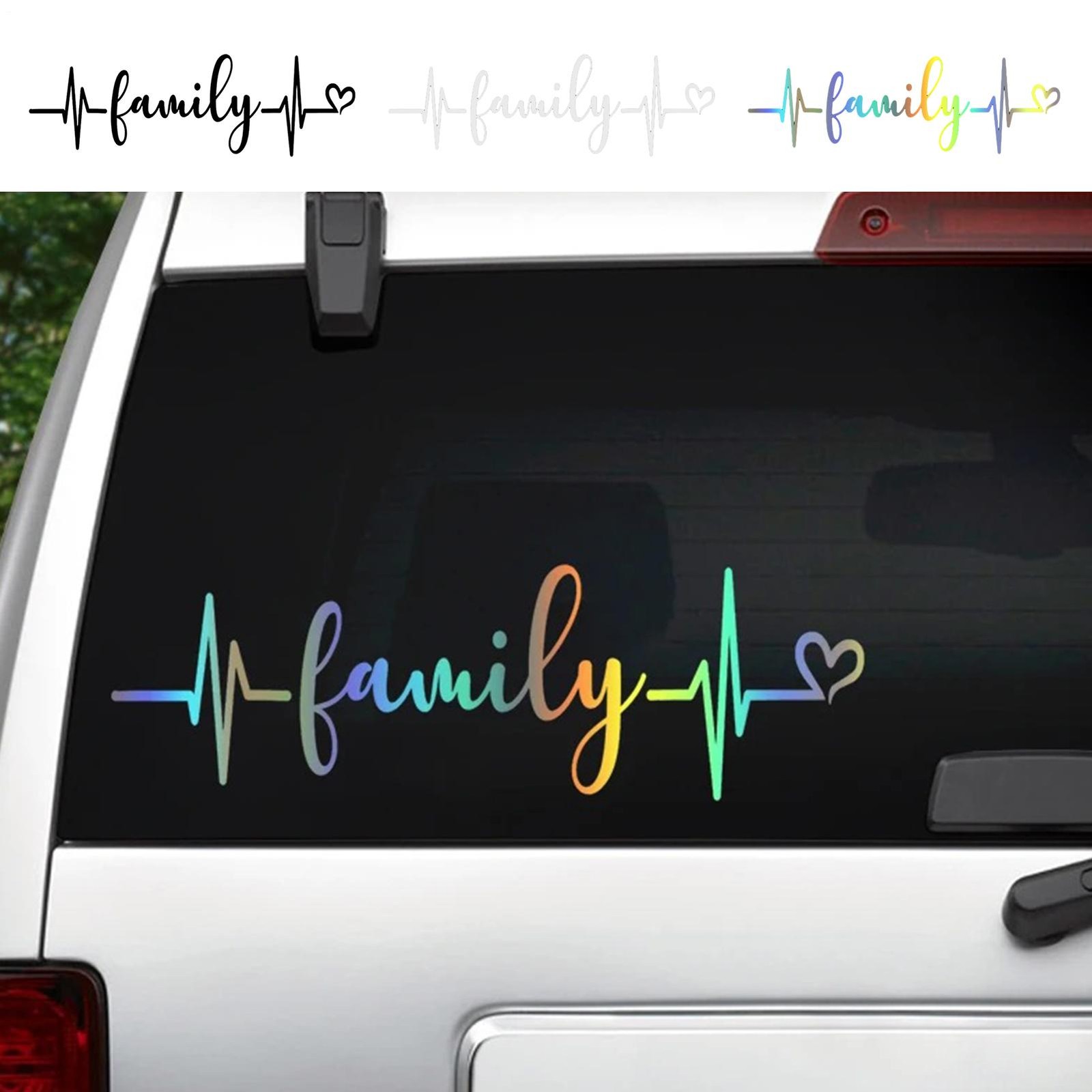 Stick Family Car Decals Heartbeat Die Cut Car Window Vinyl Decal Exquisite Decor