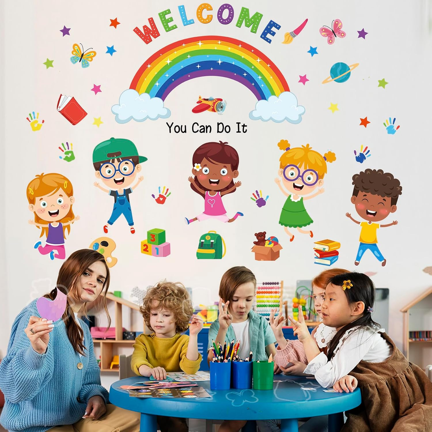 Kids Wall Decals for Classroom and Playroom – Colorful Learn Play Grow Together