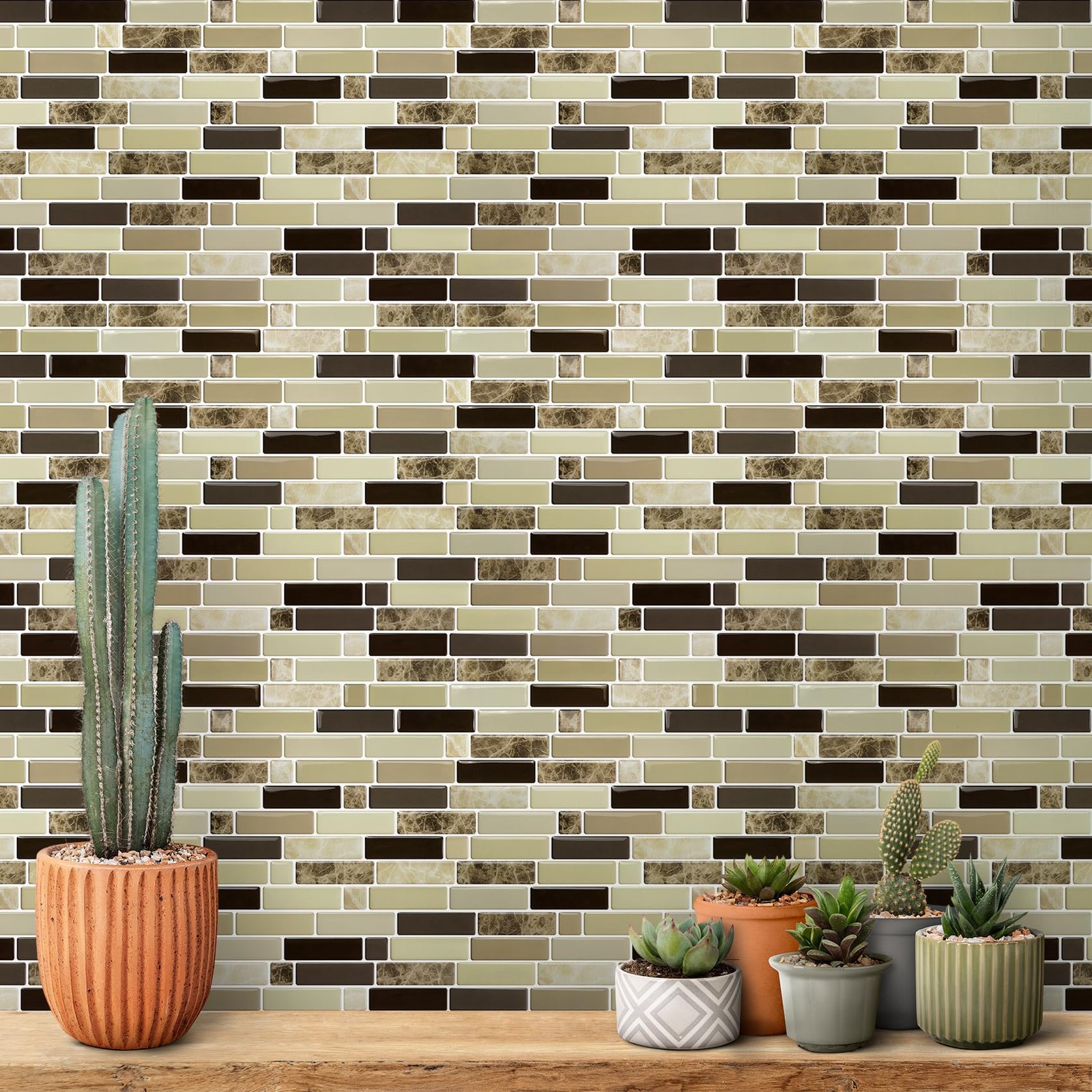 12" x 12" Peel and Stick Self Adhesive Kitchen Backsplash, Stick On Tile Back…