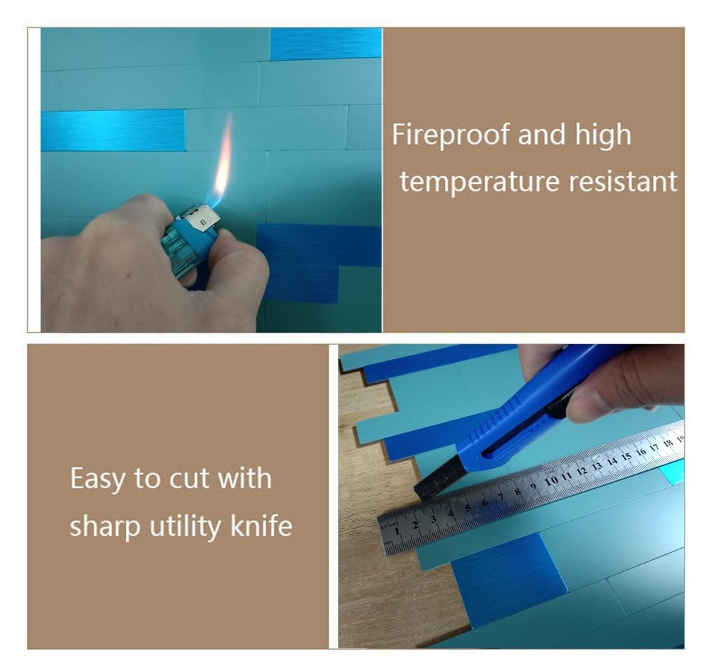 10-Sheet Peel and Stick Metal Backsplash Tiles, Self Adhesive Aluminum 3D Wal…