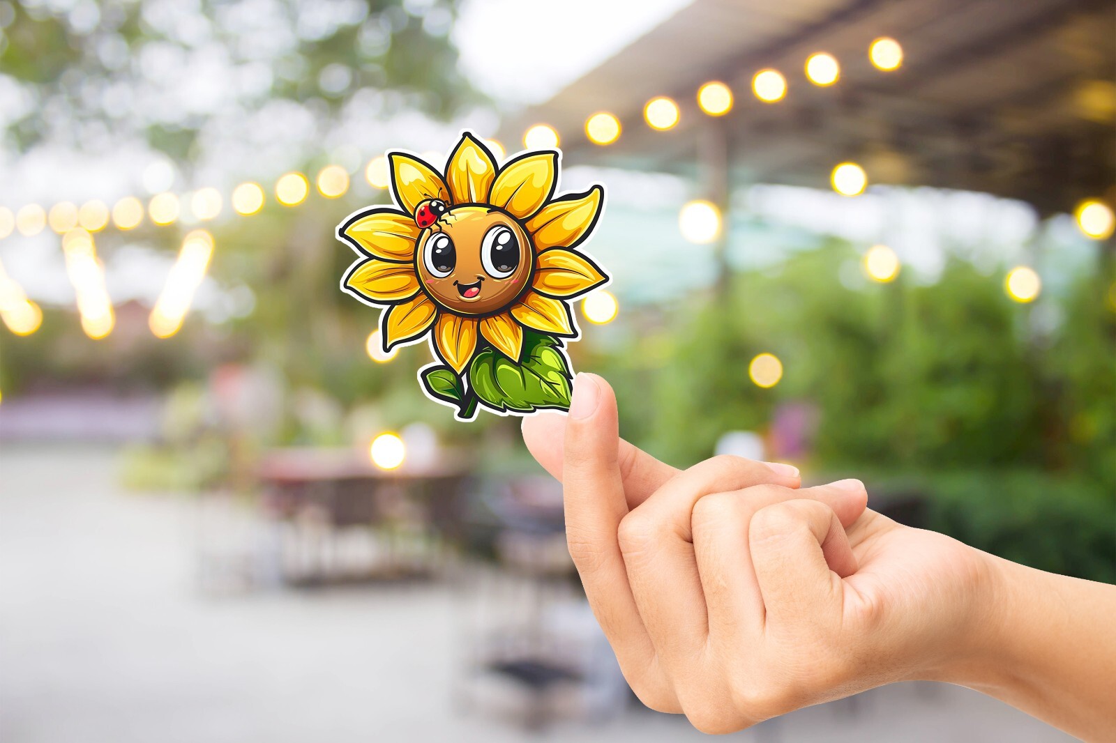 Sunflower with Ladybug Sticker | Waterproof | Vinyl Sticker | Laptop
