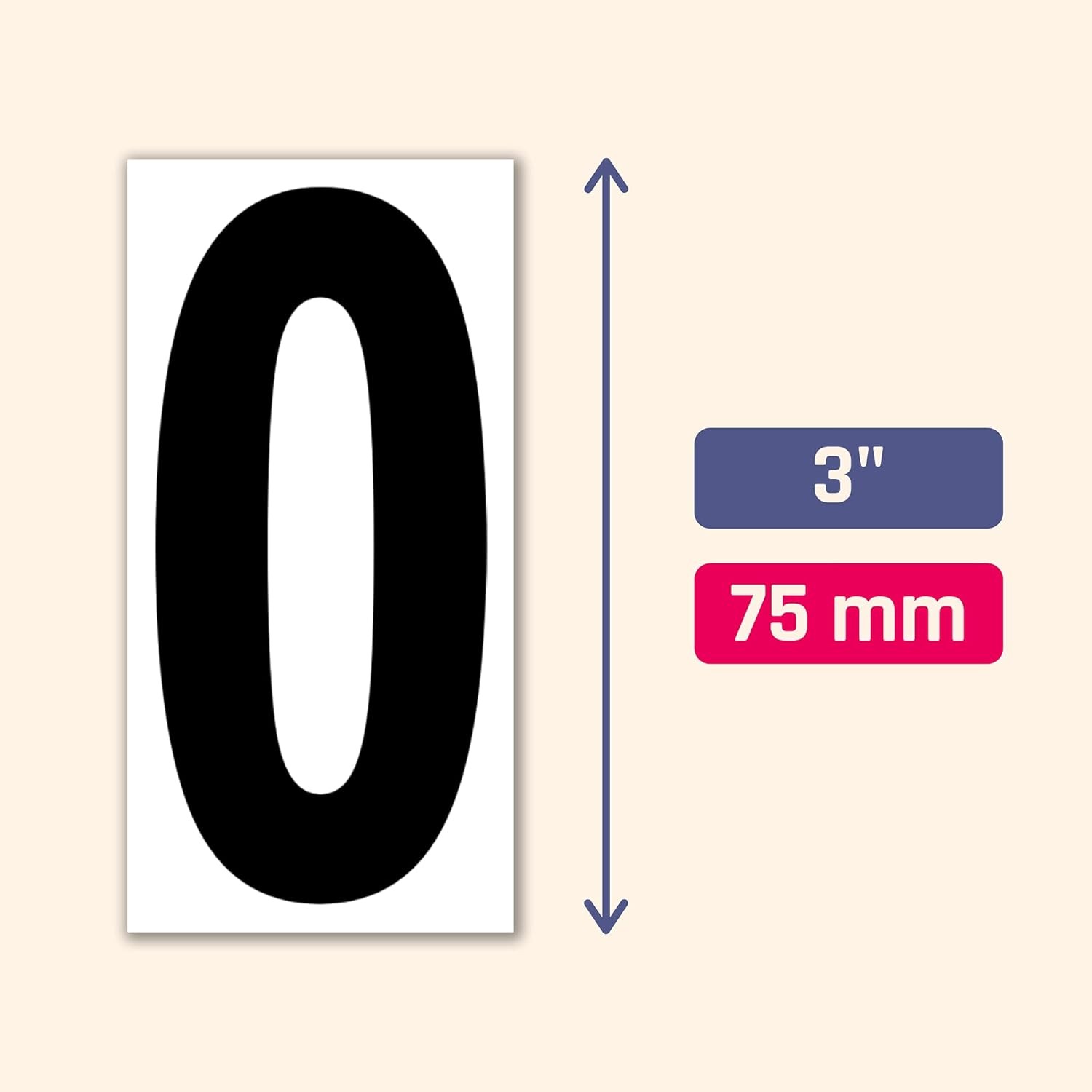 200 Pieces, 3" – Vinyl Number Stickers, 3 x 1.5 inches, Black Numbers