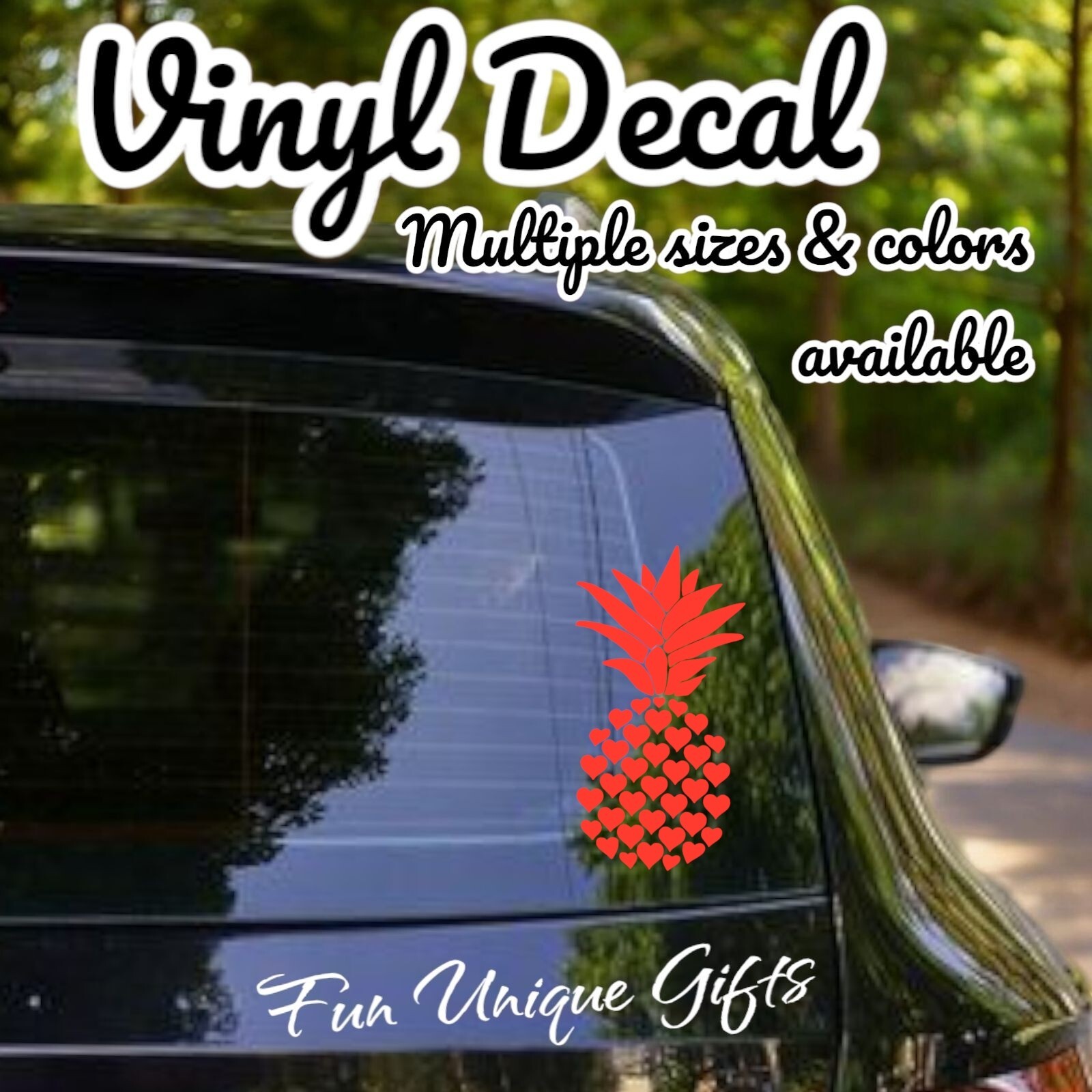 Hearts Pineapple Vinyl Decal Sticker -Multiple Colors & Sizes- FREE SHIPPING