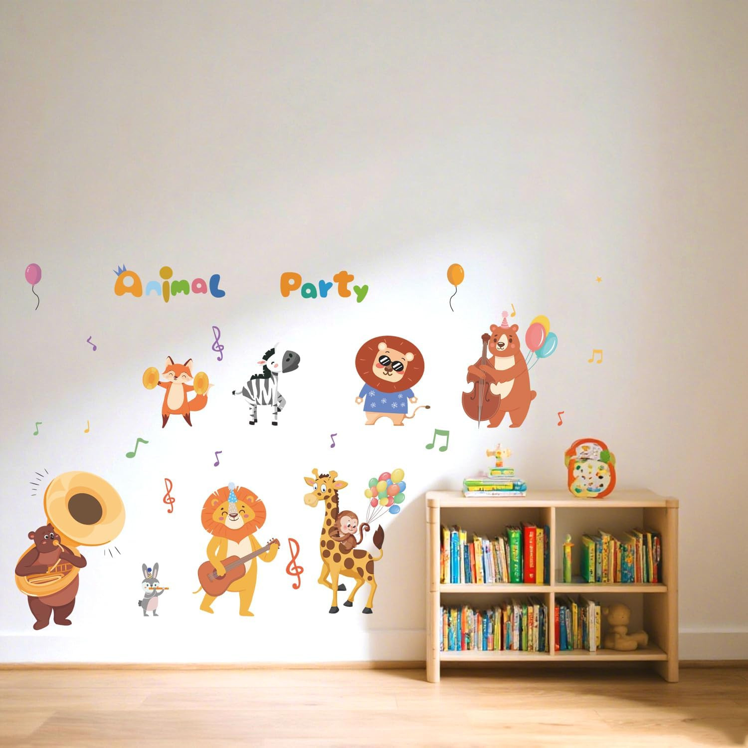 Kids Playroom Animals Wall Decals Large,Color Nursery Daycare Wall Stickers,C…