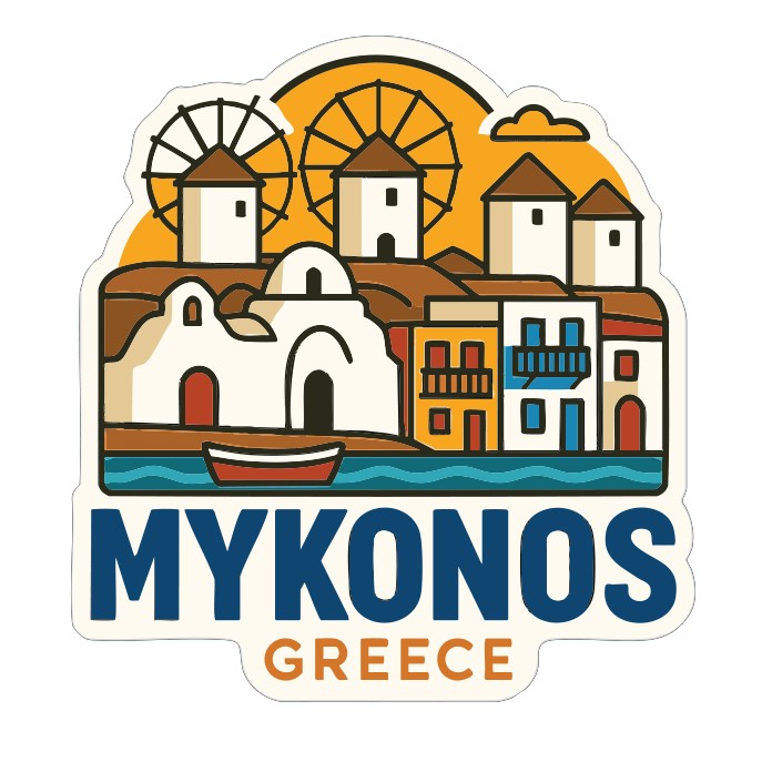 Mykonos Greece Sticker Decal Vinyl Die-Cut City Skyline Landmark Design