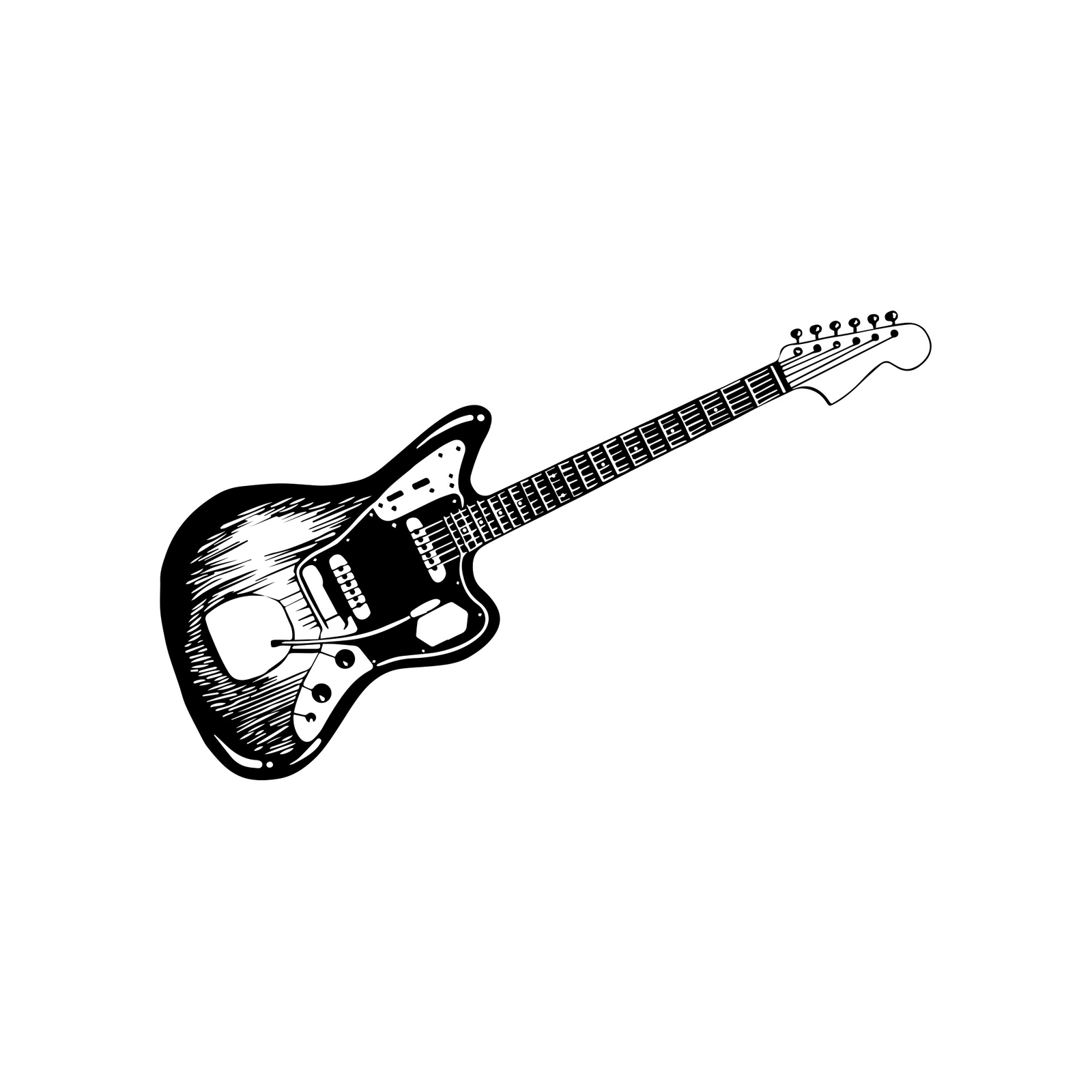 Music Classroom Wall Art. Electric Guitar Wall Decal Sticker. Black Vinyl Color.