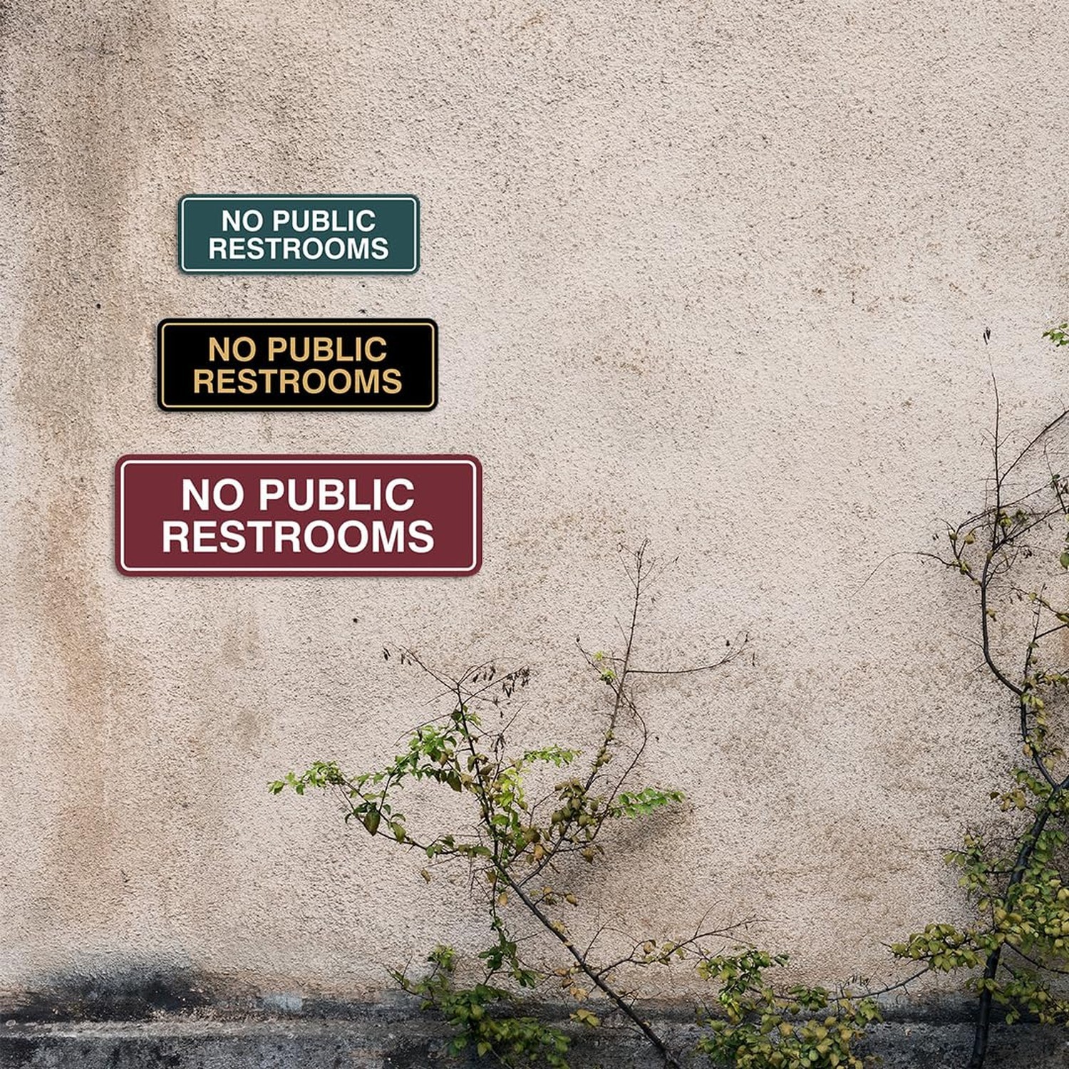 Standard No Public Restroom Wall or Door Sign | Bathroom Signage – Black – Sm…