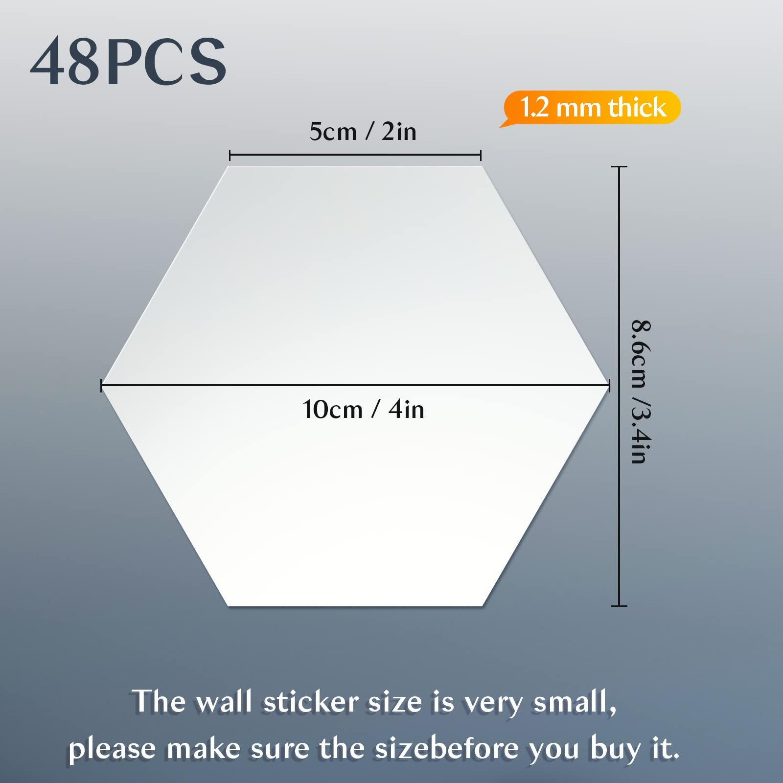 48 Piece Acrylic Hexagon Mirror Wall Stickers for DIY Home Decoration